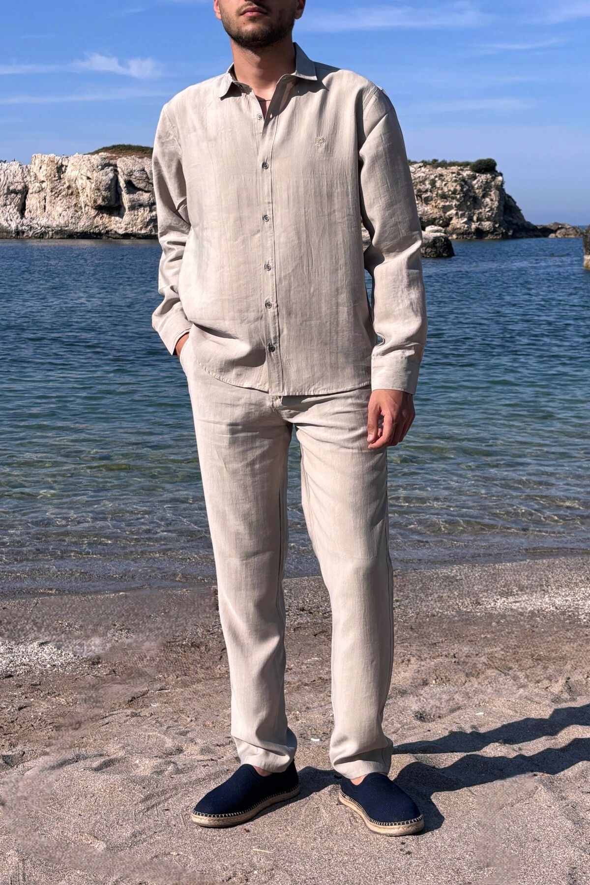 inpool Erkek, Modal, Old Money Culture, Regular Fit, Hi-Quality Gömlek-Pantolon takım G15-304