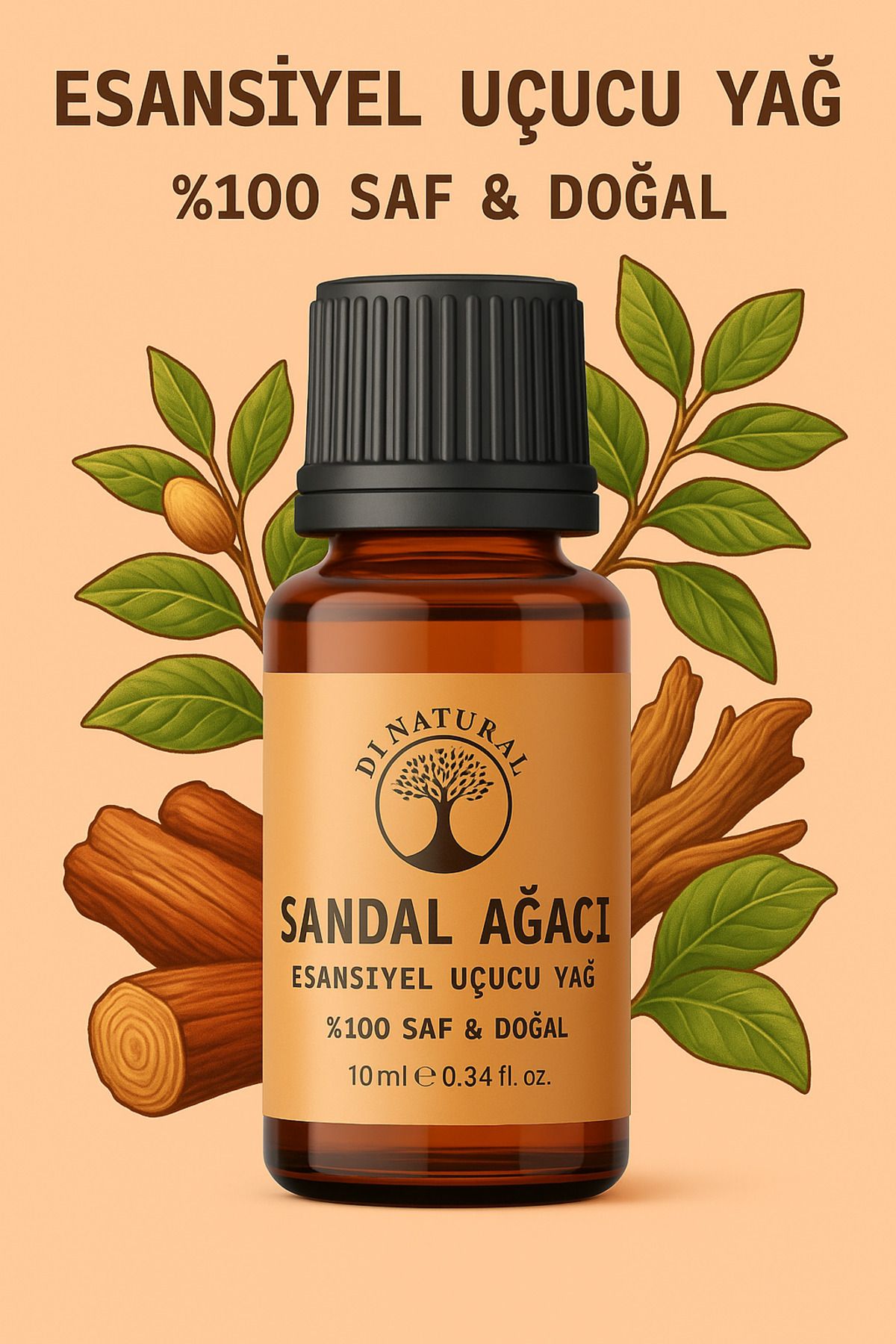 di naturel Sandal Ağacı Uçucu Yağ %100 Saf Doğal Esans Buhurdanlık Difüzör Oda Esansı 10 ml