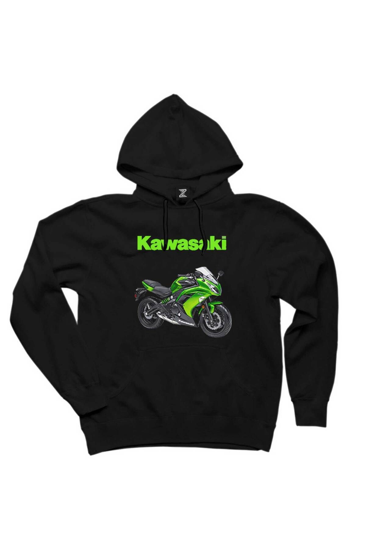 Pisa Art Kawaski Ninja 650R Siyah Kapşonlu Sweatshirt Hoodie
