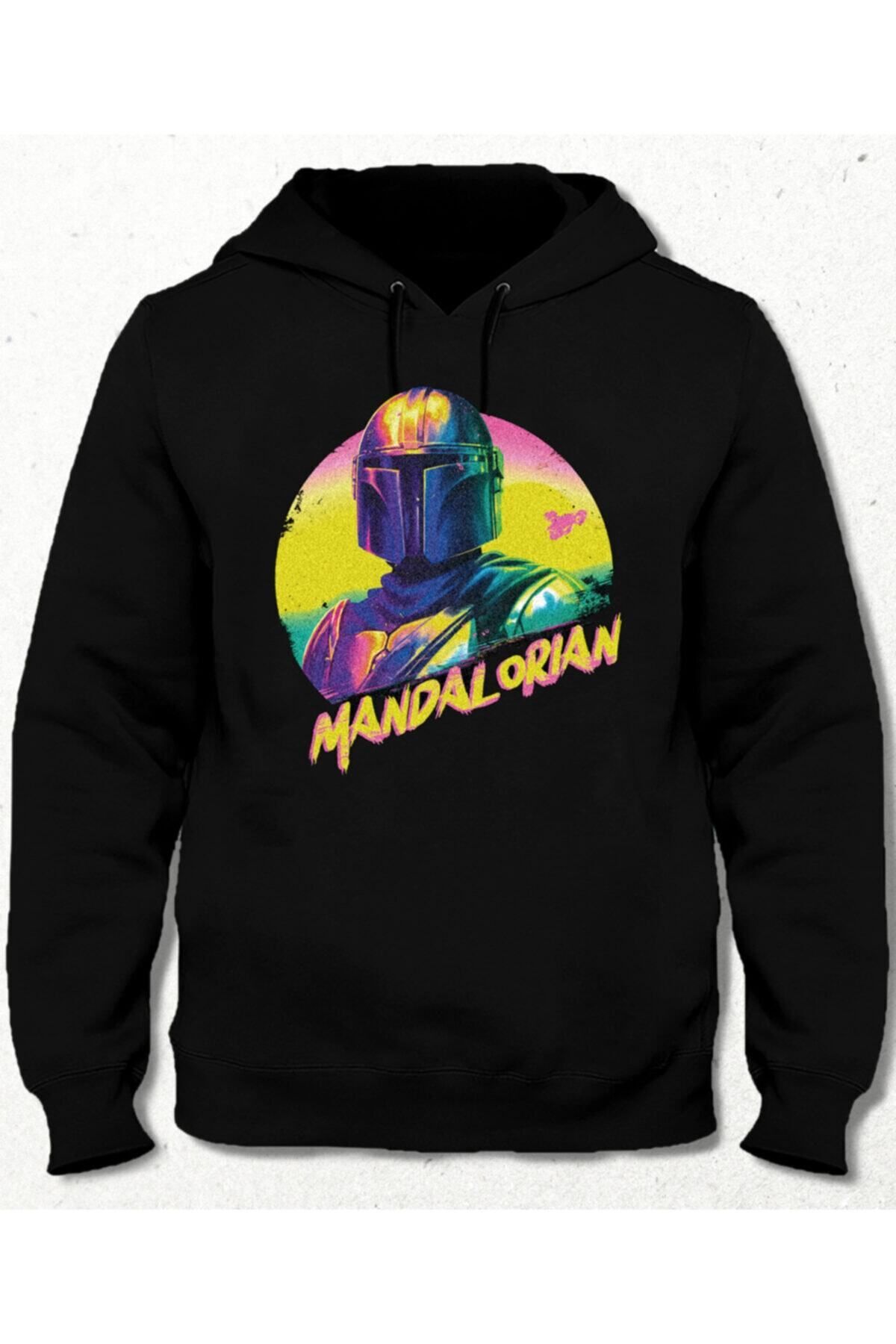 Pisa Art Mandalorian Siyah Cepsiz Kapşonlu Sweatshirt