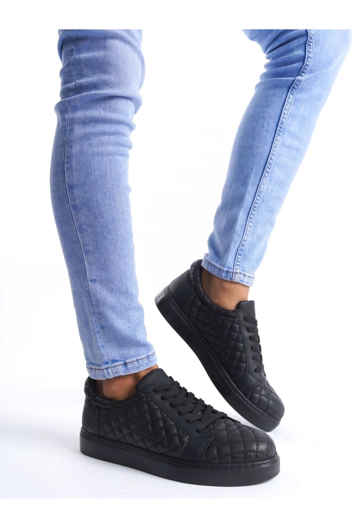 POLEXP Kapitone Desenli Siyah Sneaker