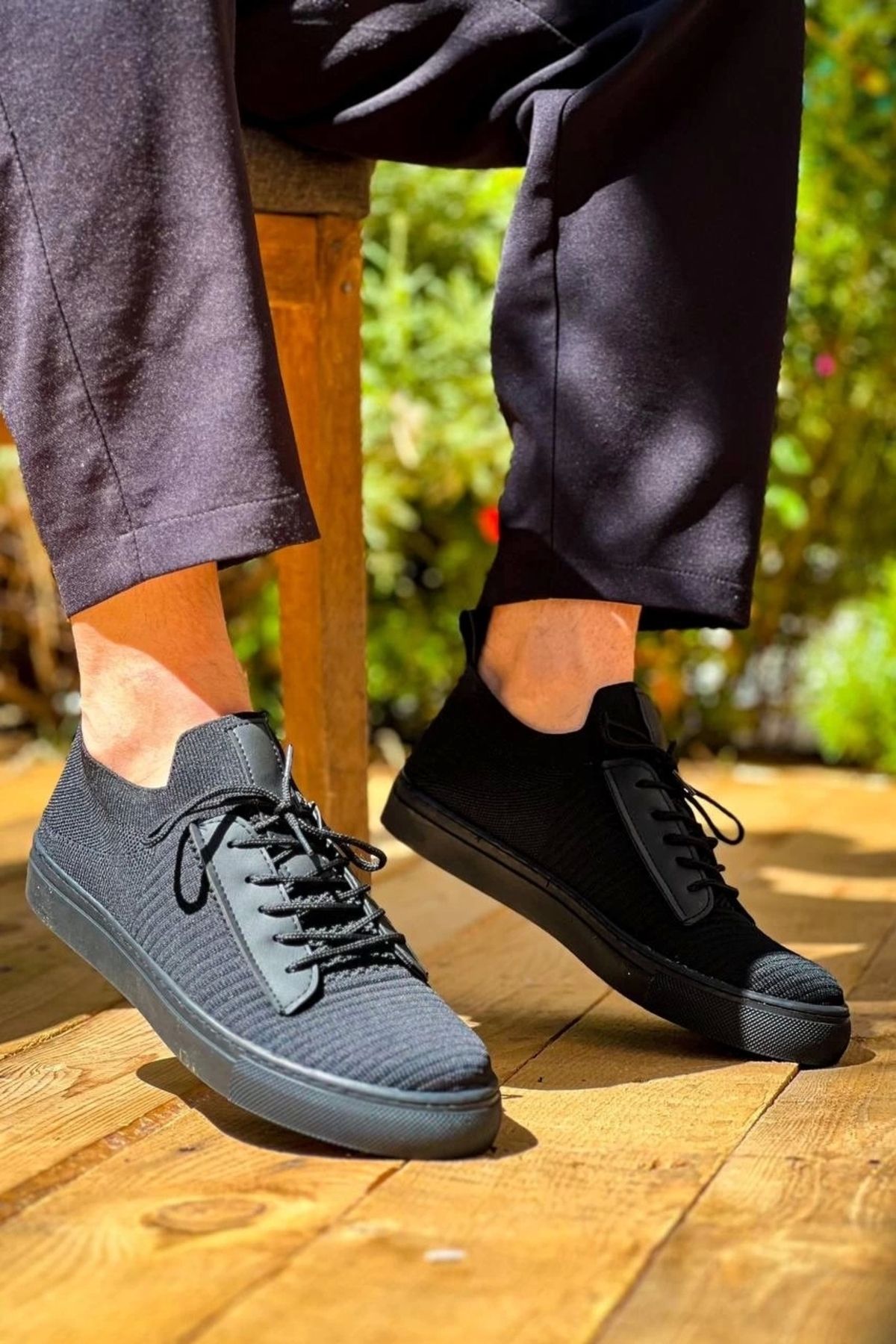BellevieStore KB-110 Kuback Siyah Triko Siyah Yüksek Taban Bağcıklı Günlük Erkek Ayakkabı