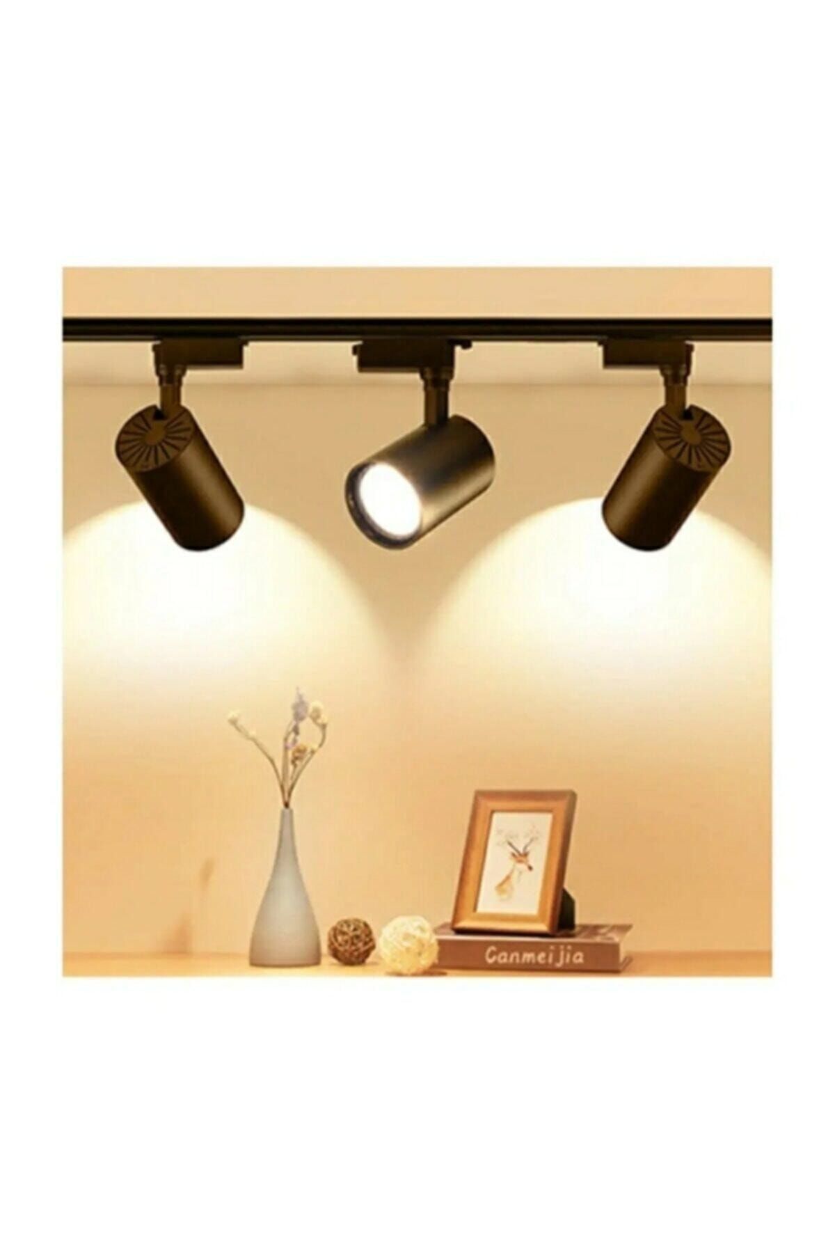 SerenityHaven Siyah Kasa Beyaz Renk 3 Adet 30w Vitrin Mağaza Armatürü 1 Metre Ray Spot