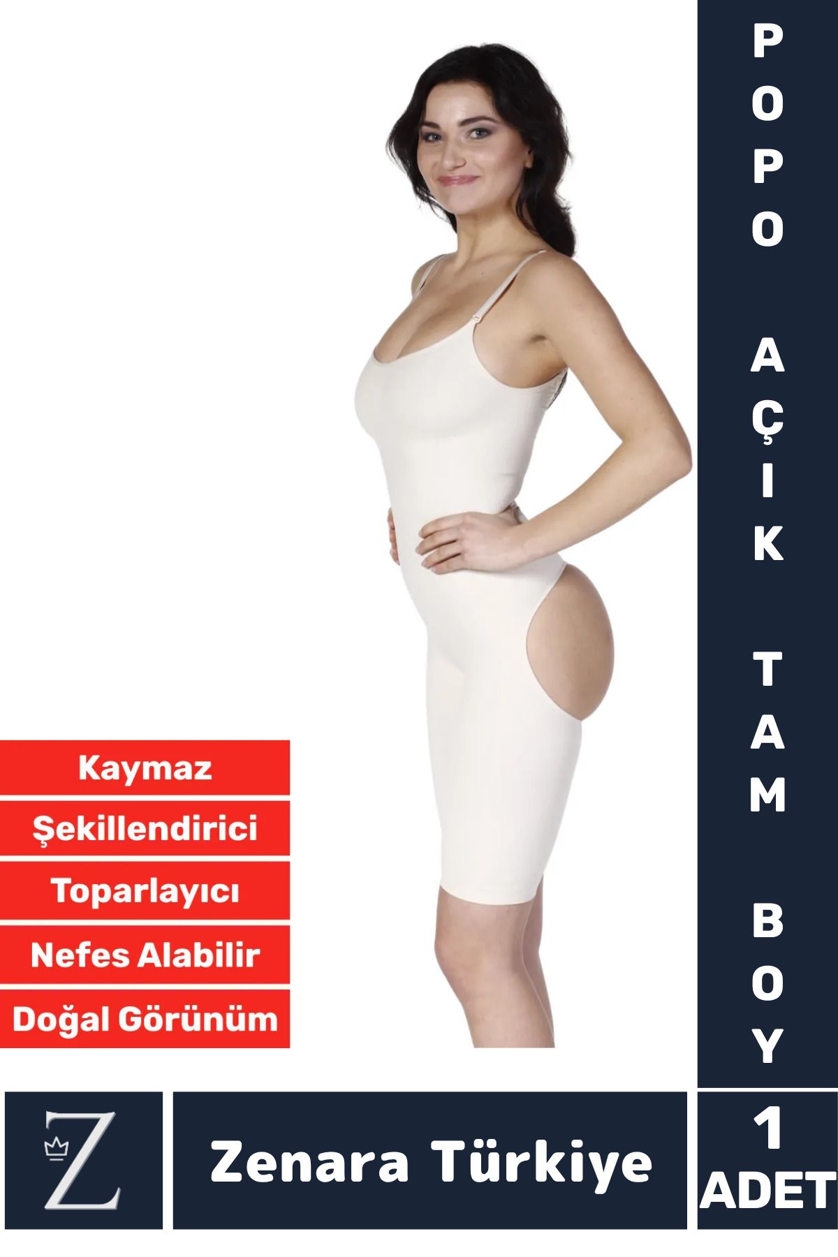 Zenara İz İç Göstermez Kaymaz Vücut Şekillendiren Sıkılaştıran Toparlayan Tam Boy Popo Açık Korse