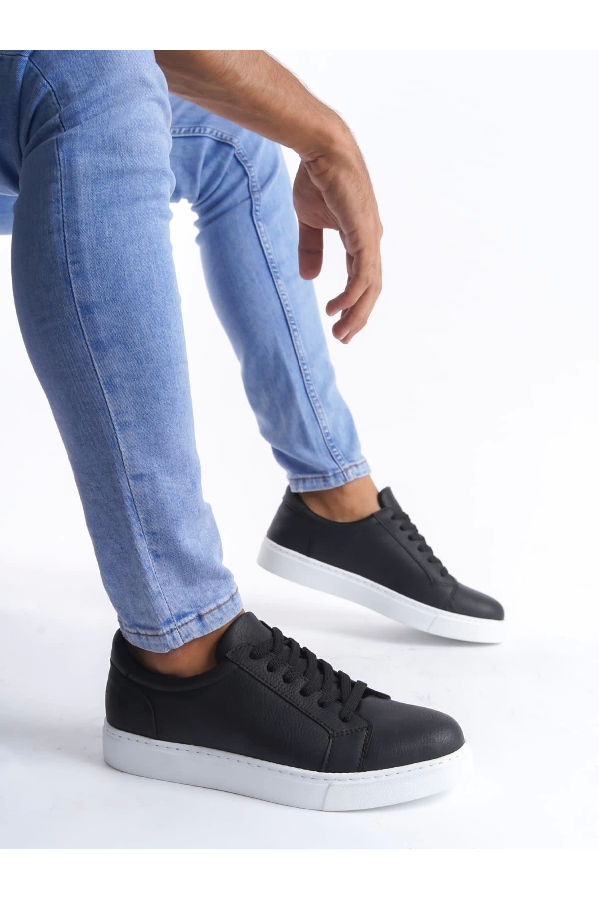 POLEXP Şık Siyah Bağcıklı Erkek Sneaker Ayakkabı