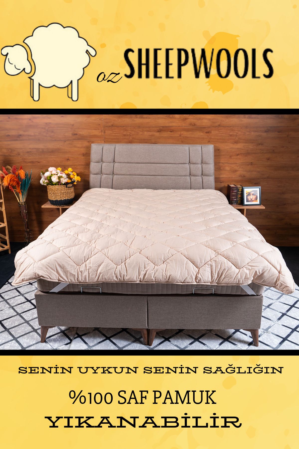 ozsheepwools Çift Kişilik İnce Pamuk Yorgan %100 Koza Pamuğu Yıkanabilir Kumaş Doğal İç Dolgu 1.6 kg
