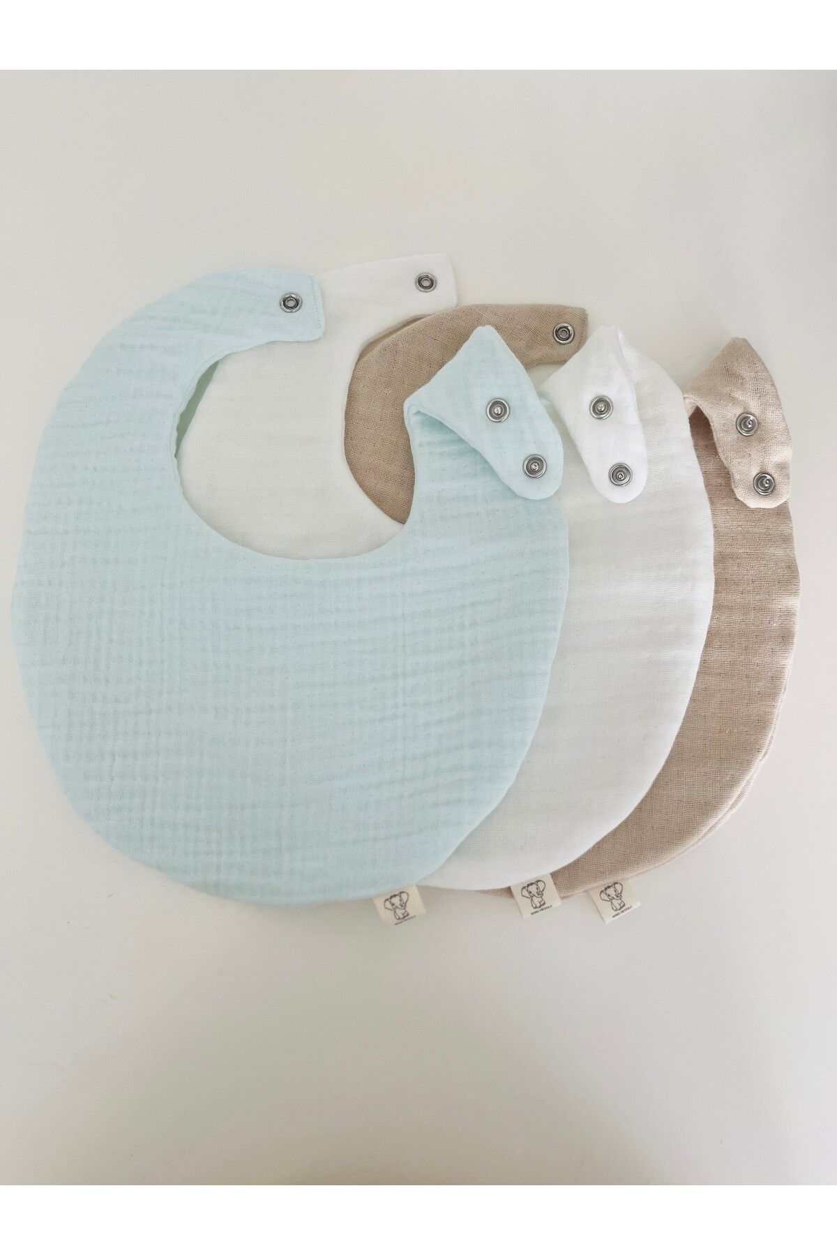Boho Piccolo Oval 3'lü %100 Pamuk Müslin Bebek Önlüğü / Yakalık / Salya Önlüğü