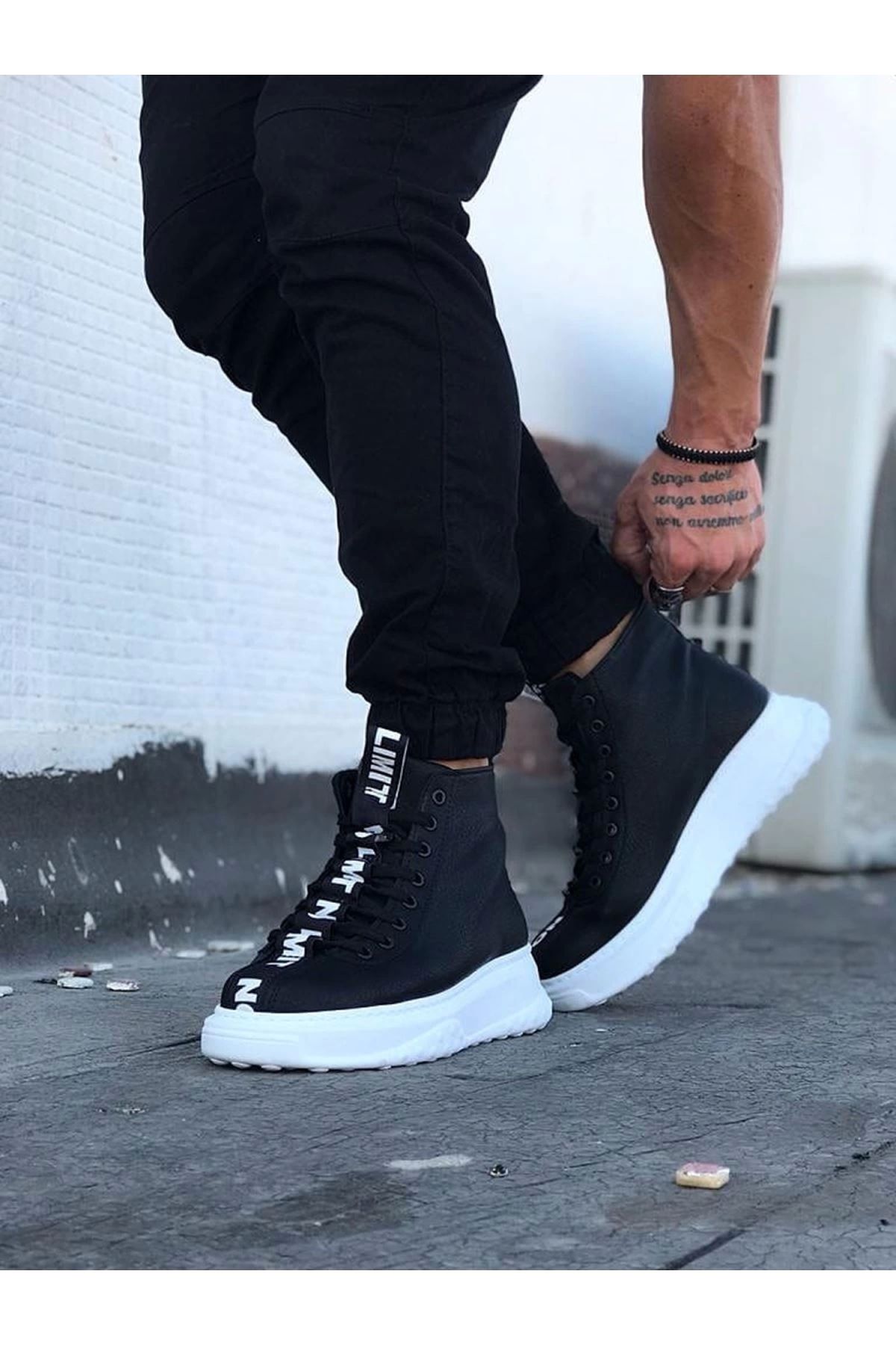 POLEXP Siyah Casual Erkek Yarım Bilek Bot