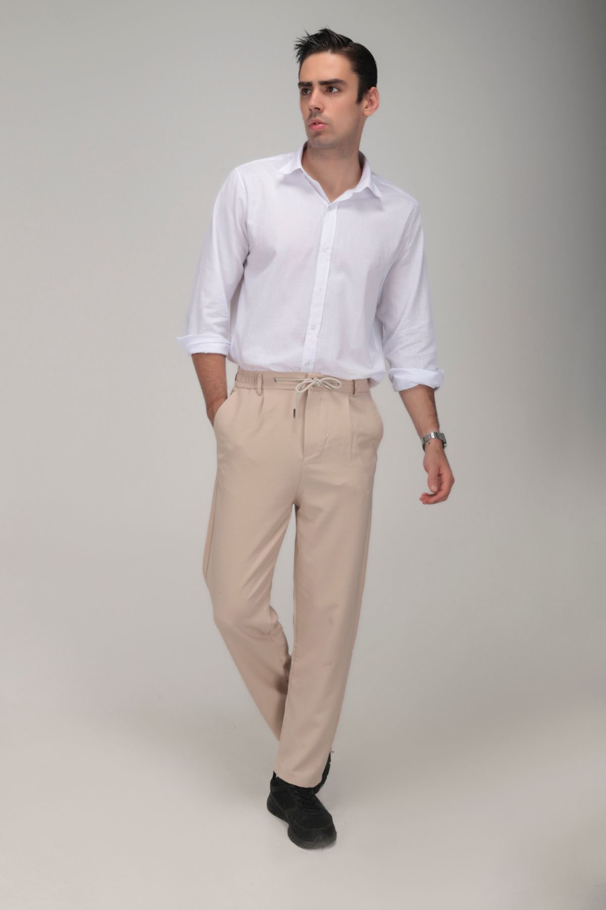 gothamvibes Erkek Bej Baggy Pantolon