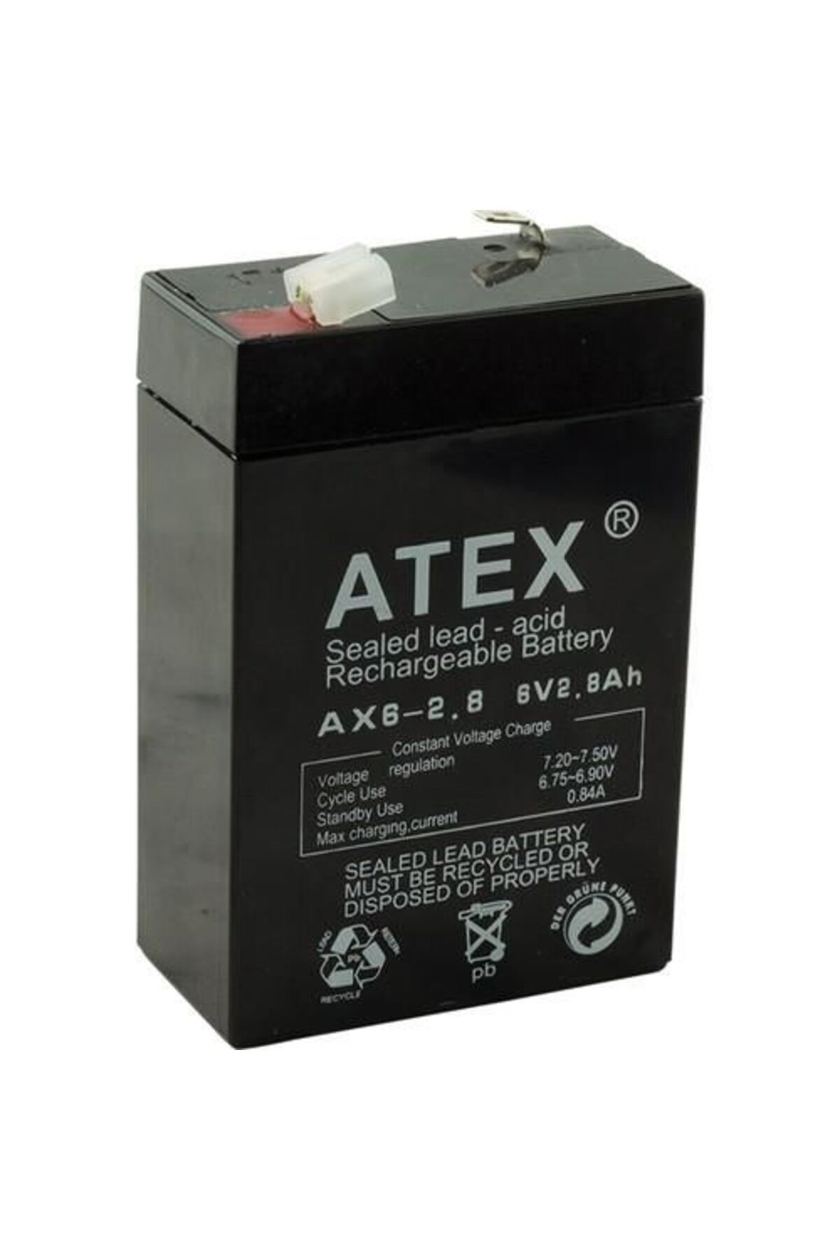ATEX 6 VOLT 2.8 AMPER DİKEY AKÜ ATEX 67x34x100