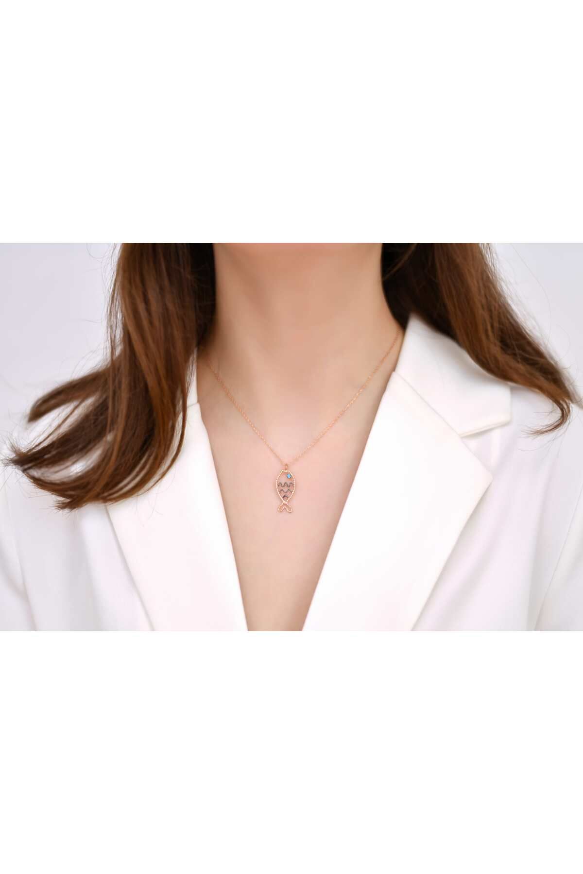 Ocean Silver & Jewelry Kalem Rodajlı Gümüş Balık Kolye