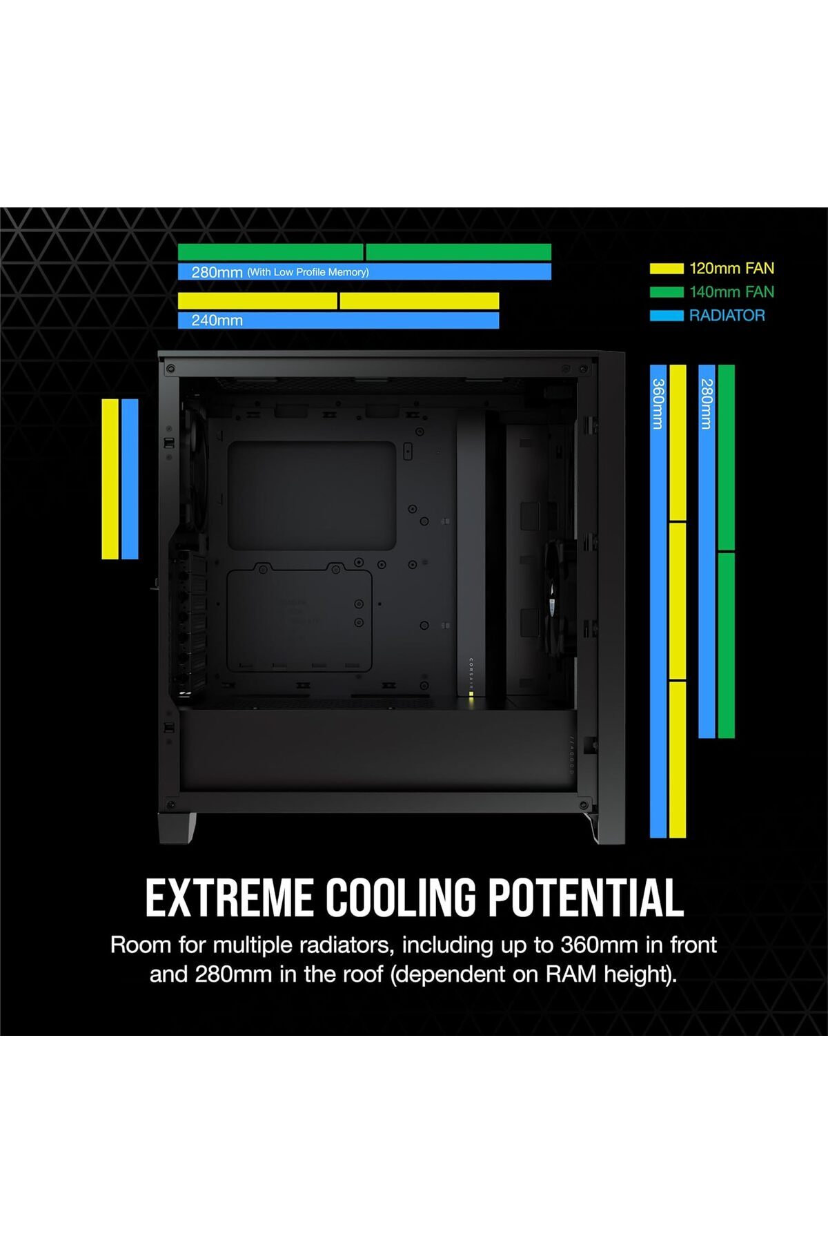 Corsair-علبة كمبيوتر Corsair 4000D Airflow متوسطة الحجم من الزجاج المقسّى، باللون الأسود 7