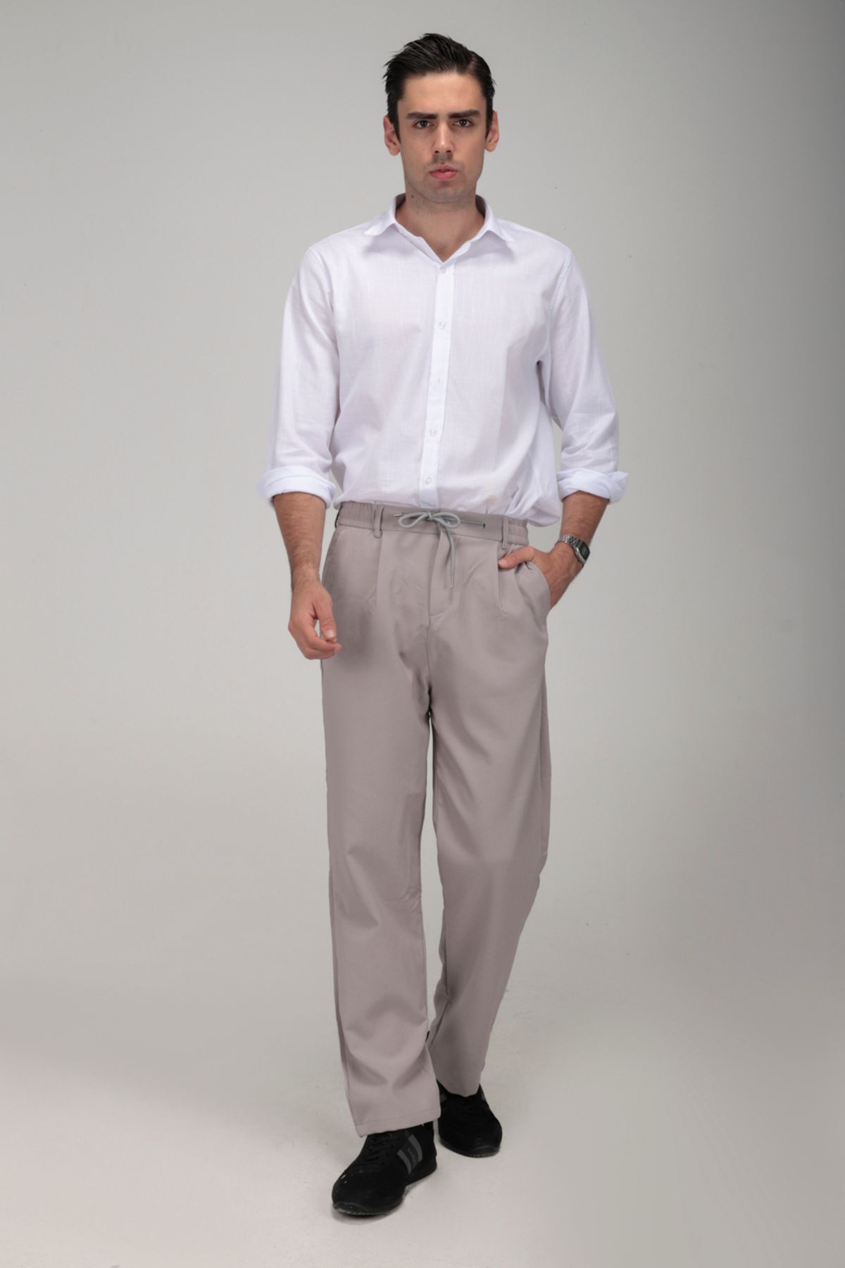 gothamvibes Erkek Gri Baggy Pantolon