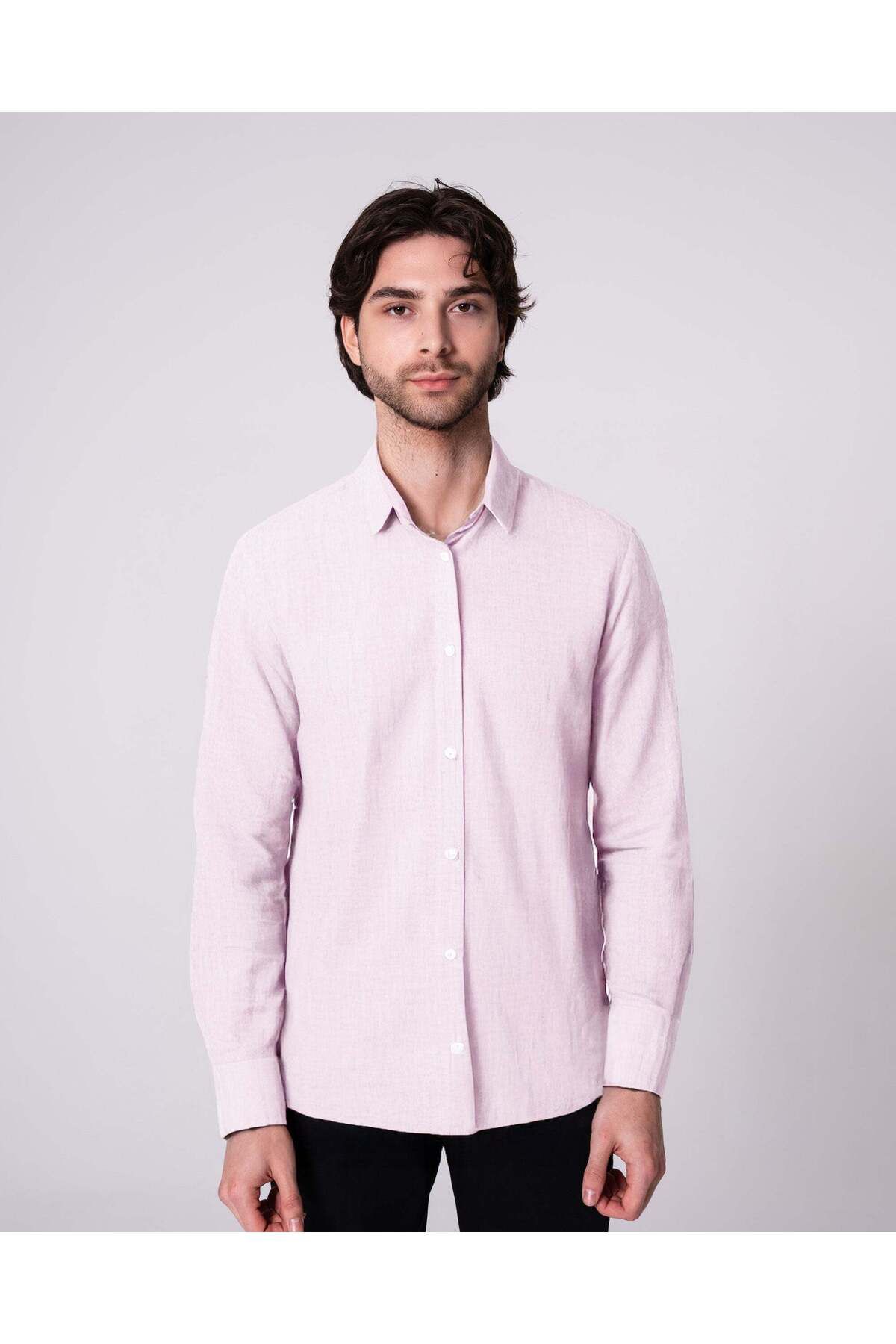 CRAFTLABEL Yeni Sezon Uzun Kollu Erkek %100 Keten Gömlek Slim Fit