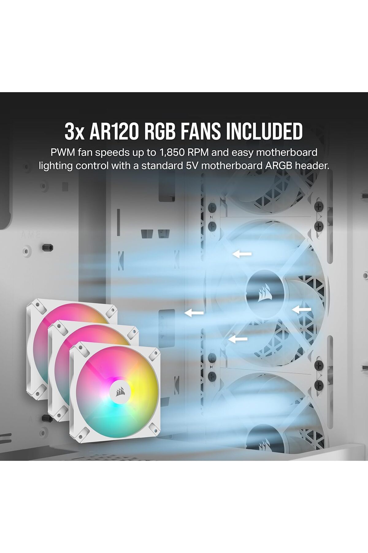 Corsair-Corsair Computer Case Airflow Mid Tower 3 AR120 RGB Fans, High Airflow Design, Supports GPU Three Sl 7