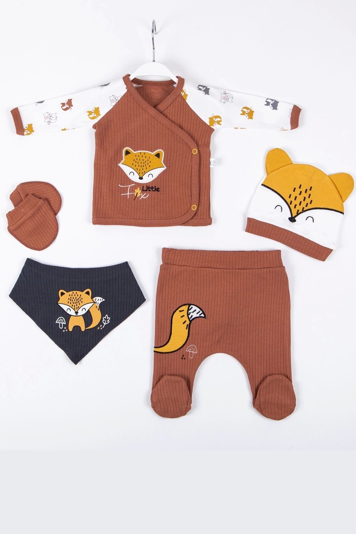 CNDR 3 Ay Erkek Bebek Hastane Çıkışı Little Fox 5'li Kahverengi