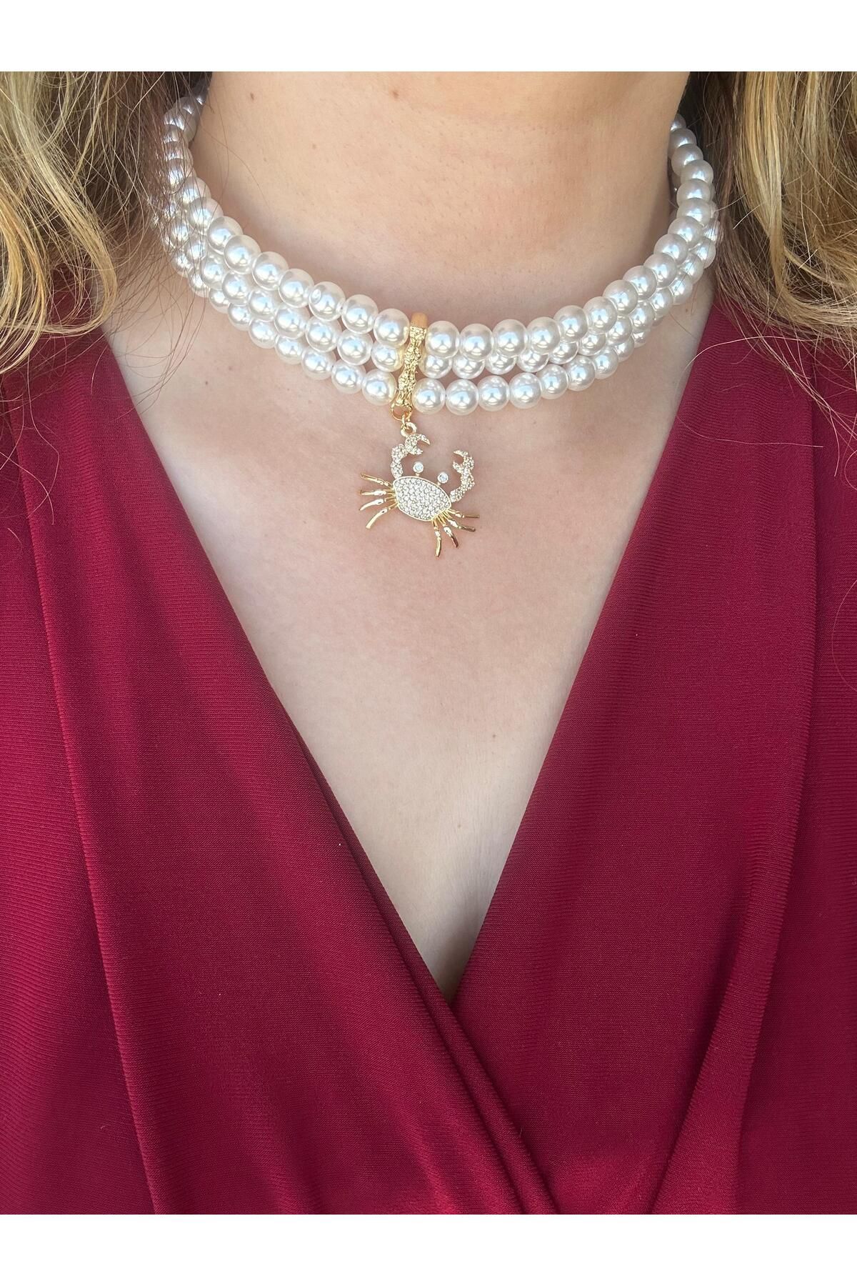 SELISYAJEWELRY Yengeç Choker İnci Kolye