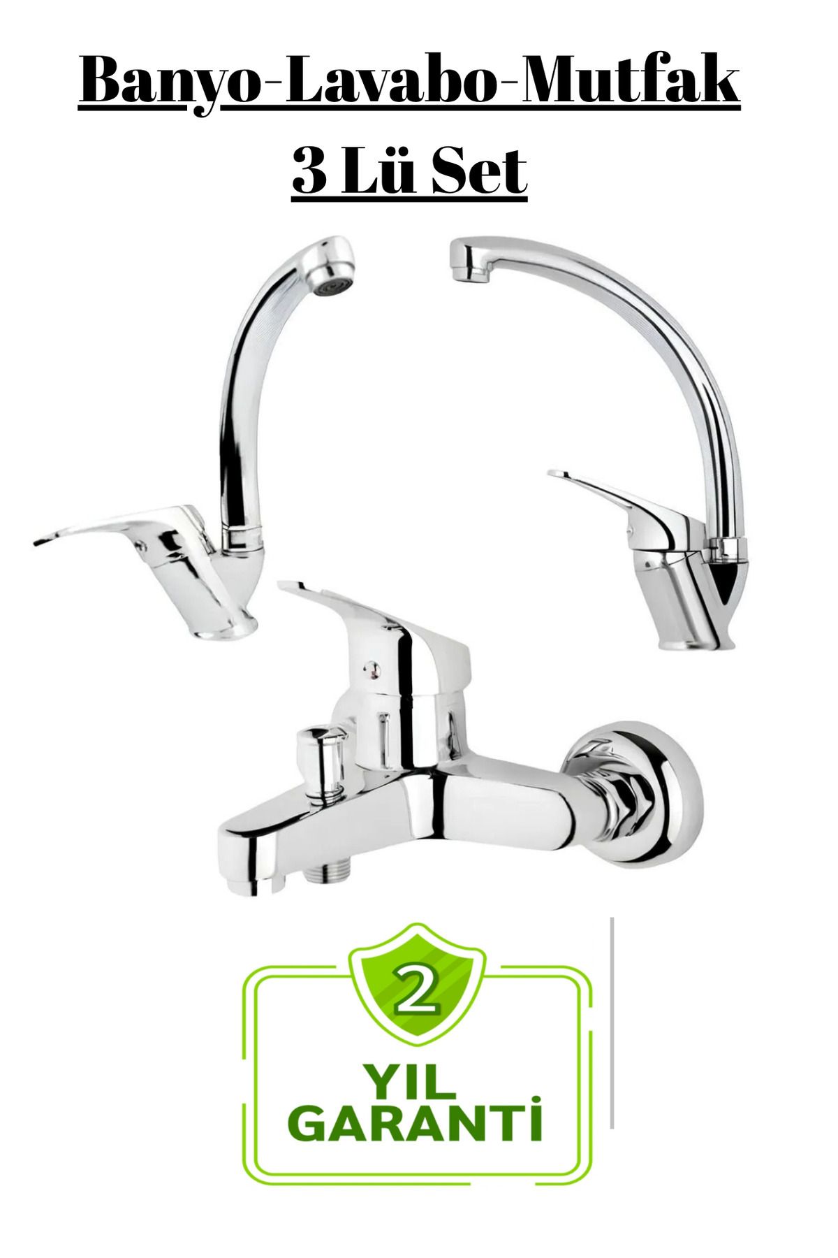 JustBS 3 'LÜ MİX KUĞU EVİYE LAVABO BANYO BATARYA MUSLUK SETİ 2 YIL GARANTİLİ AÇ KAPA