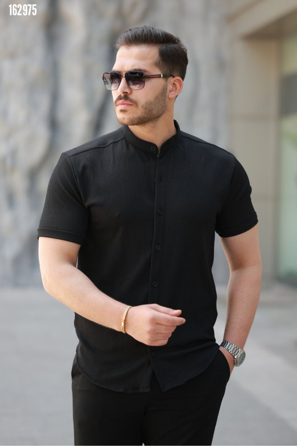 Modayakamoz Erkek Hakim Yaka Kısa Kollu Gömlek