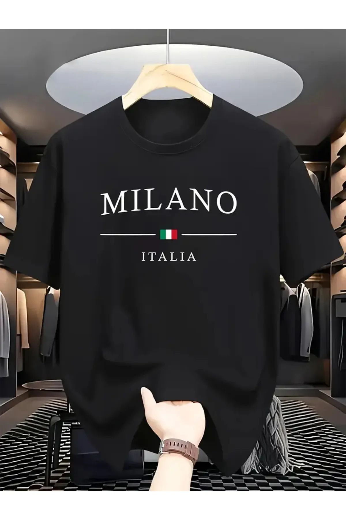 Koklonmoda Büyük Beden Unisex Milano Baskılı Oversize T-Shirt
