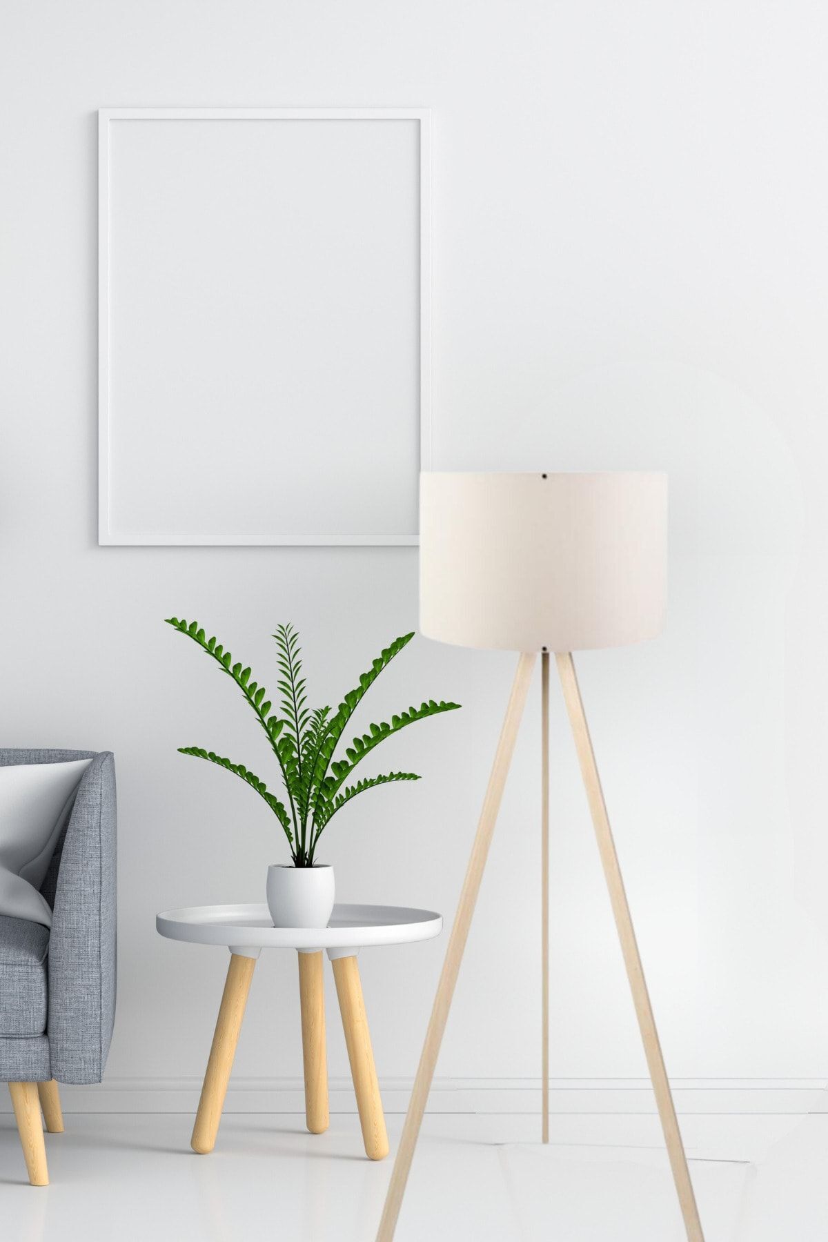 SerenityHaven Pratik Ahşap Üç Ayaklı Lambader AYD-1524