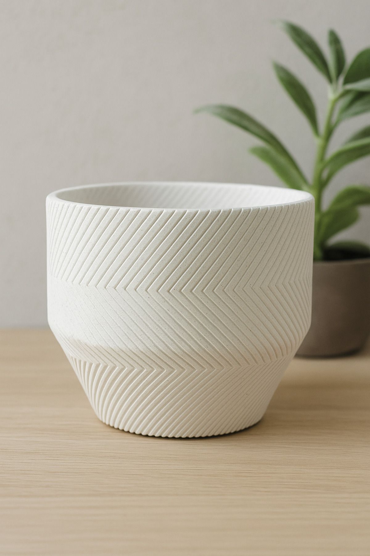 Printora Modern 3D Desenli Saksı Seti (3'lü) – Drenajlı, Dekoratif Tasarım