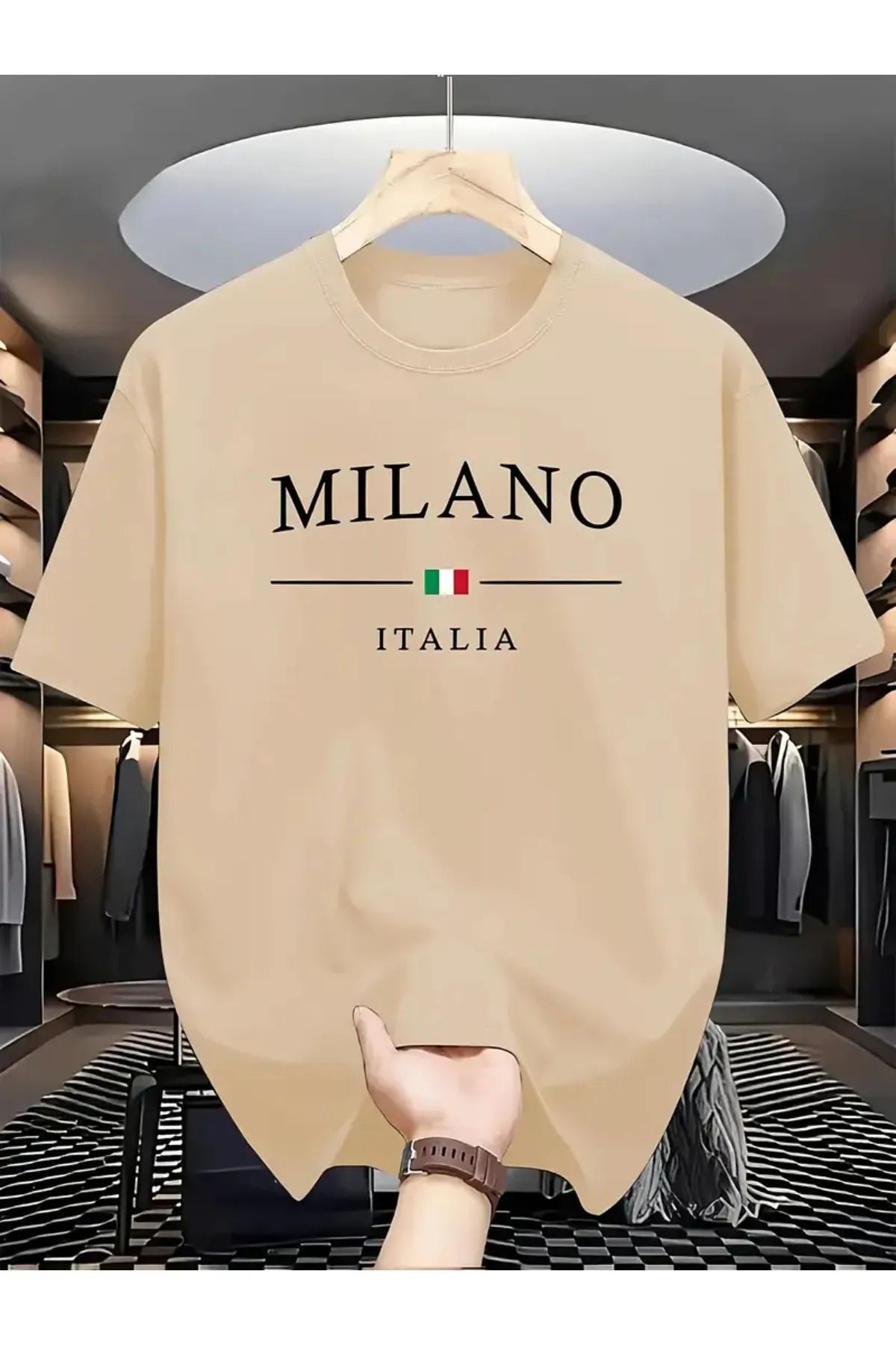 Koklonmoda Büyük Beden Unisex Milano Baskılı Oversize T-Shirt