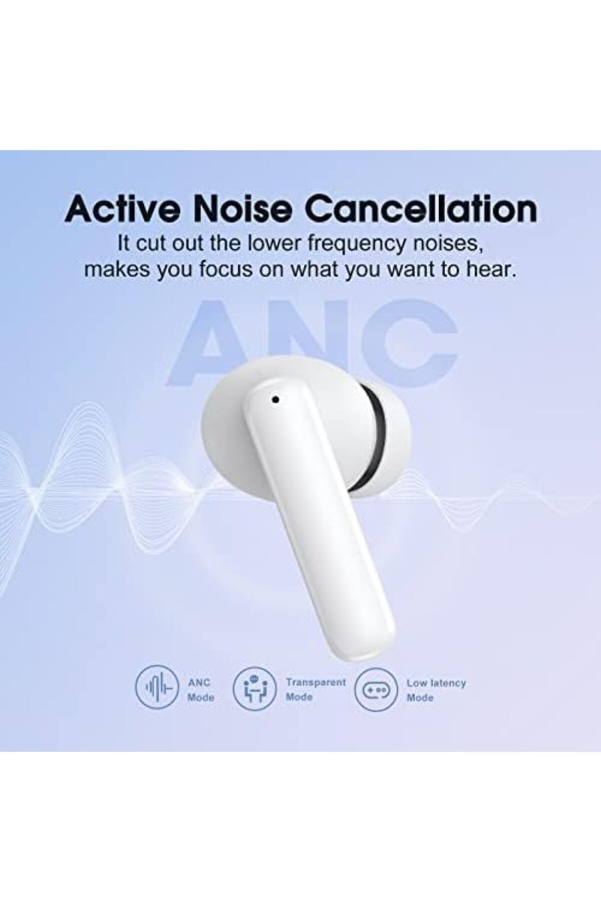 QCY-T13 ANC Wireless Earbuds, 30dB Active Noise Cancelling, 10mm LCP Drivers with Bass+, 4-Mic AI Cl 3