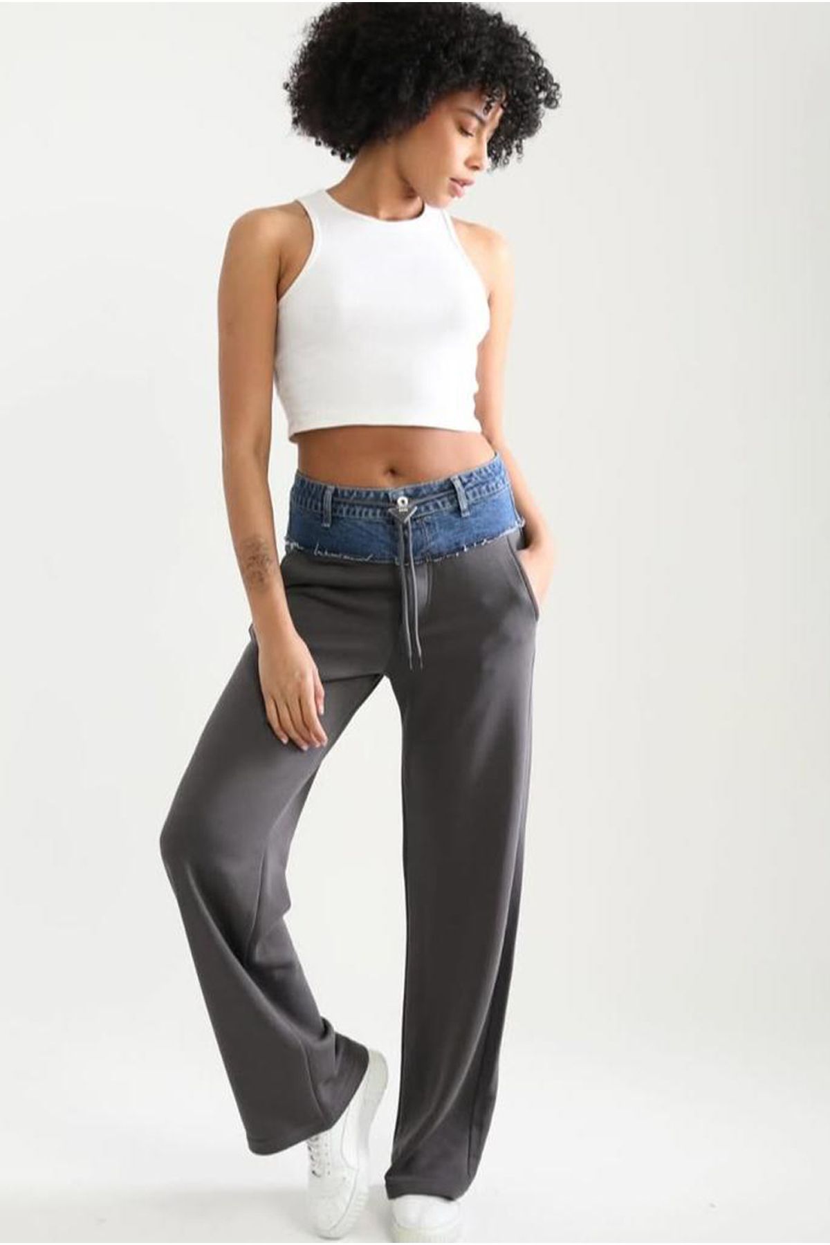 Jijass Jeans Kot Detaylı Eşofman Streagiht