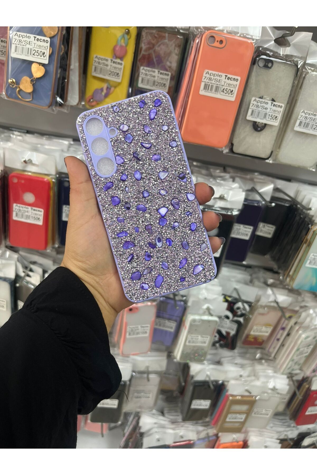 TECNOTREND Galaxy A35 Kılıf Parlak Taşlı Tasarım Pırlanta Kapak