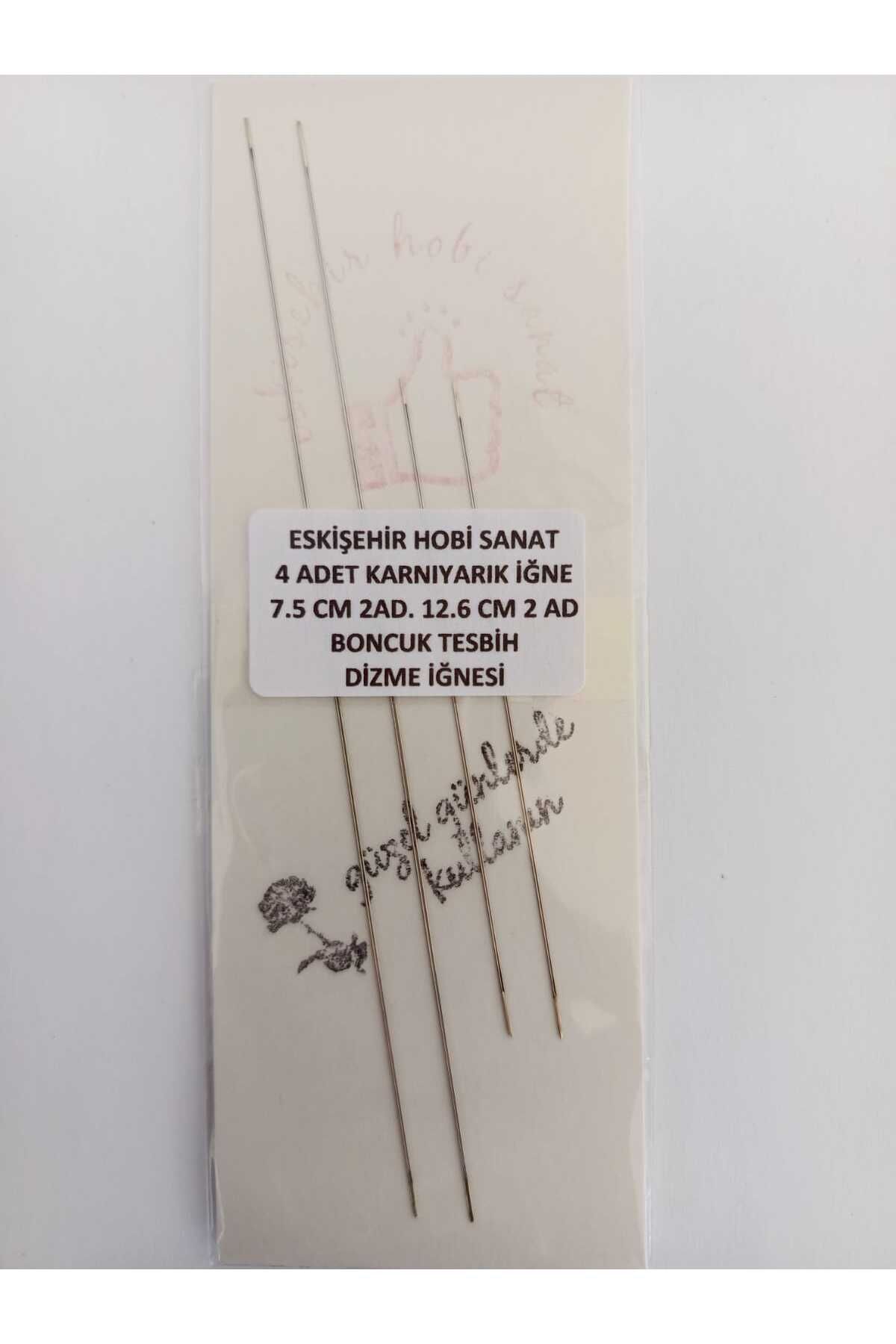 Eskişehir hobi sanat 7.5 Cm 12.6 cm 4 Adet Karnıyarık iğne Miyuki Boncuk Tesbih Tanesi imame Geçirme iğnesi