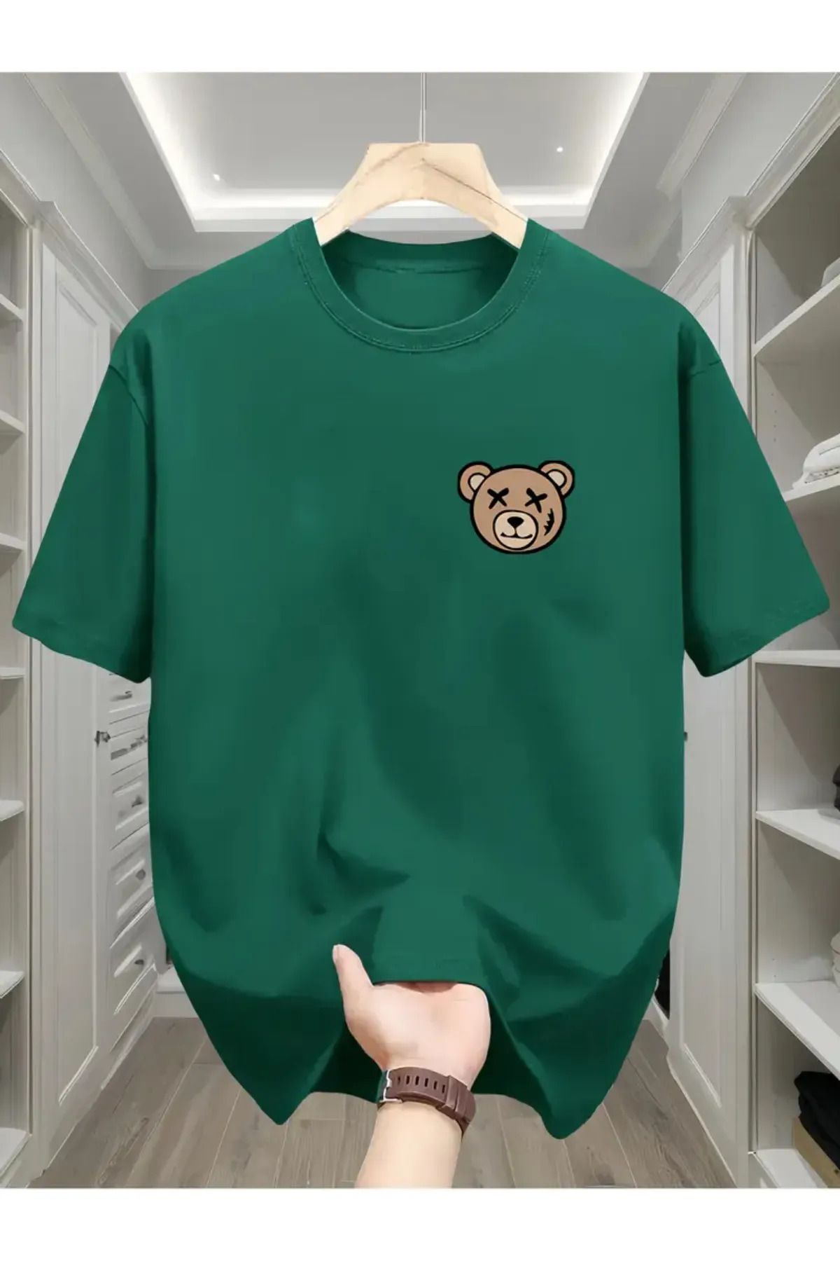Koklonmoda Unisex Minik Ayı Baskılı Oversize T-Shirt