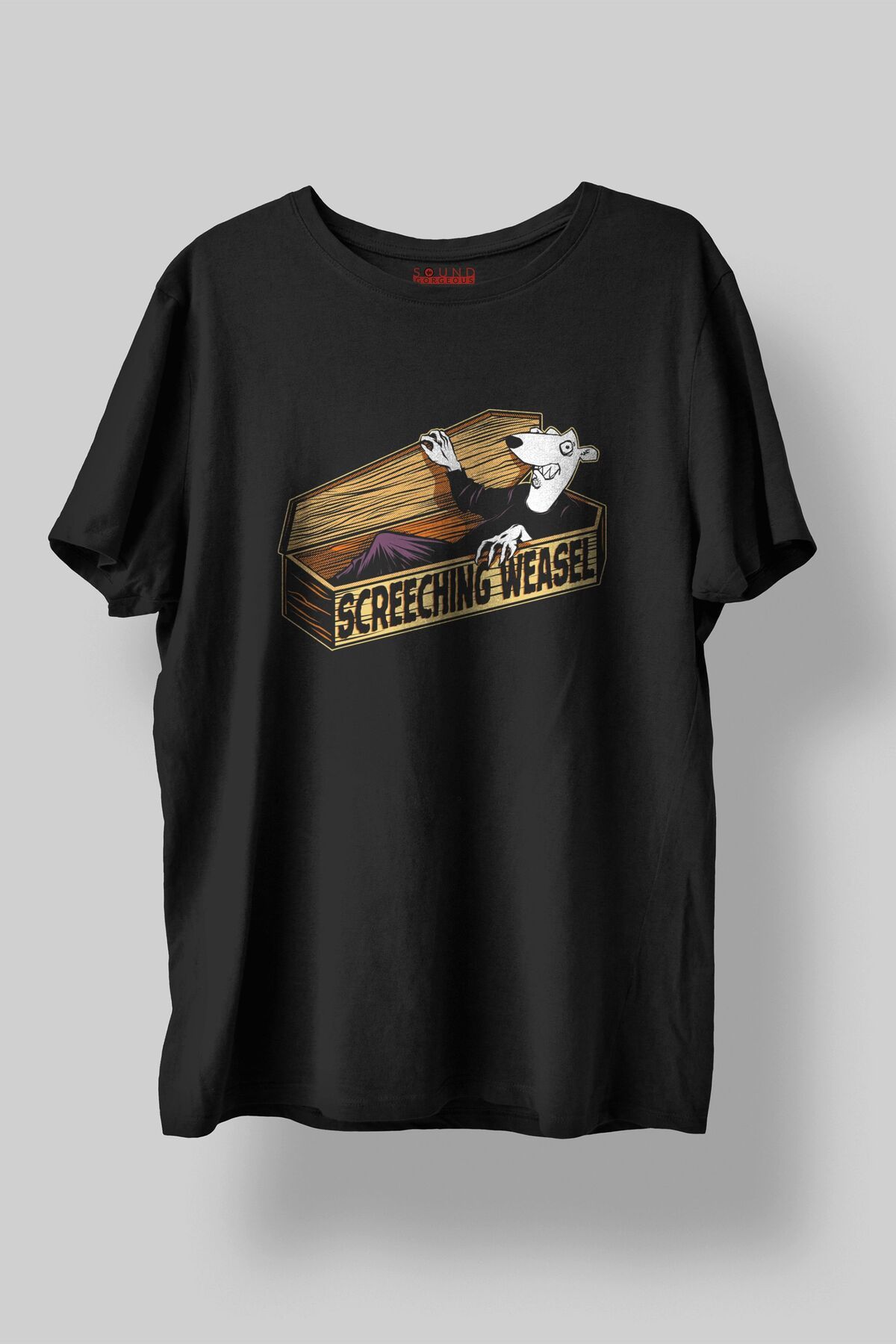 Sound Gorgeous Screeching Weasel Baskılı Regular Fit Unisex Siyah T-Shirt %100 Pamuk No:488
