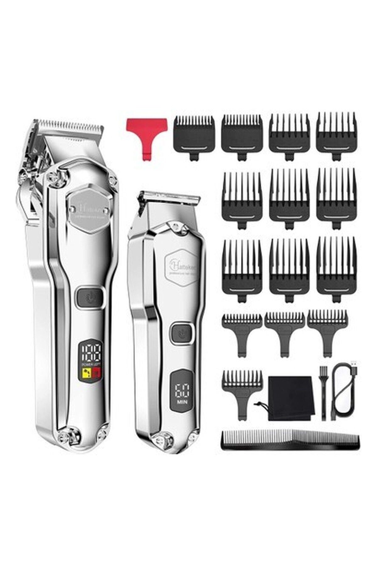 Hatteker Saç Kesme ve Düzeltici Set Erkekler Için Ipx7 Gümüş