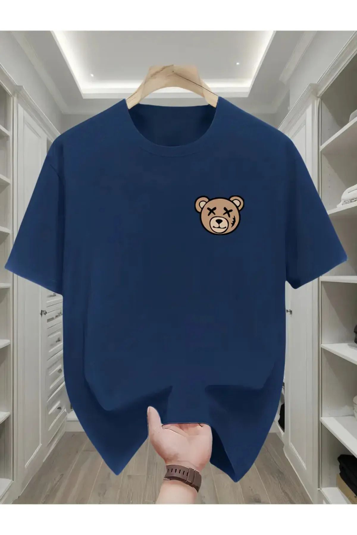Koklonmoda Unisex Minik Ayı Baskılı Oversize T-Shirt