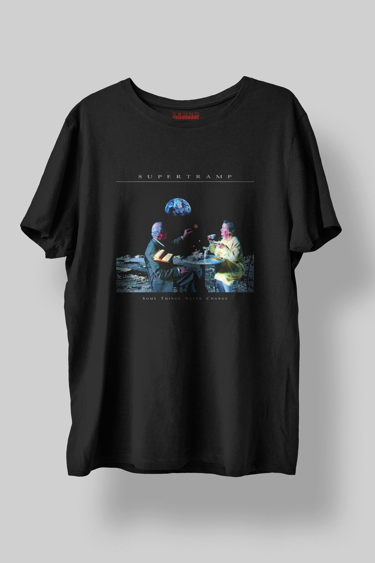 Sound Gorgeous Supertramp Baskılı Regular Fit Unisex Siyah T-Shirt %100 Pamuk No:587