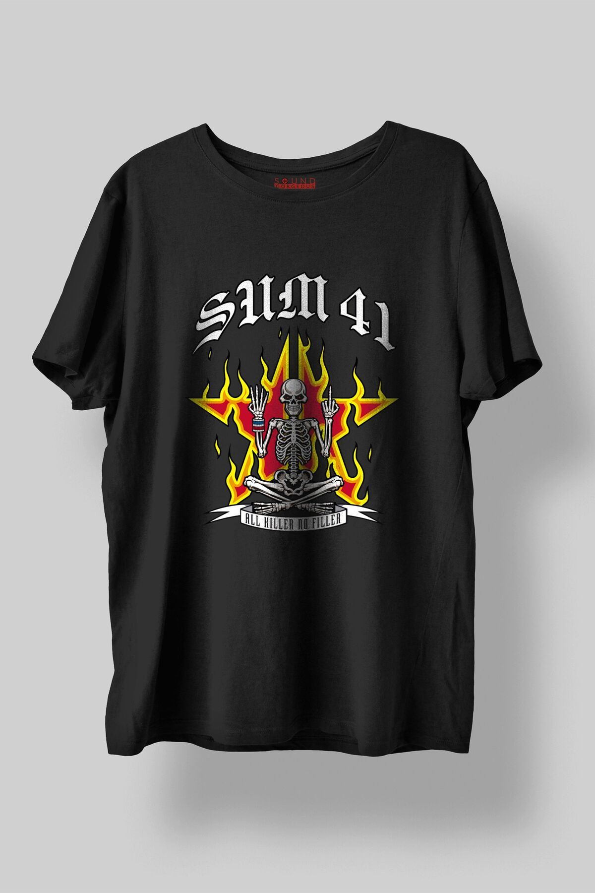 Sound Gorgeous Sum 41 Baskılı Regular Fit Unisex Siyah T-Shirt %100 Pamuk No:583