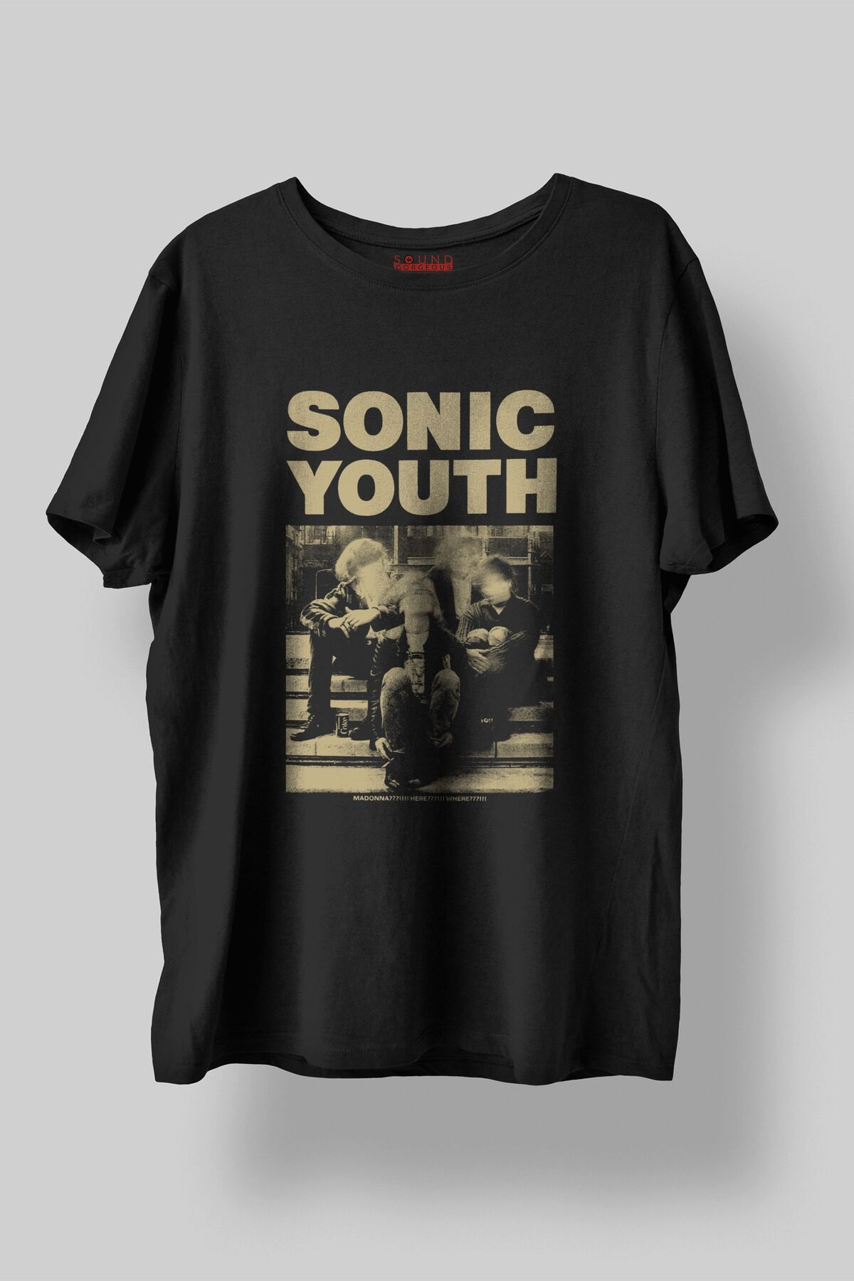 Sound Gorgeous Sonic Youth Baskılı Regular Fit Unisex Siyah T-Shirt %100 Pamuk No:548
