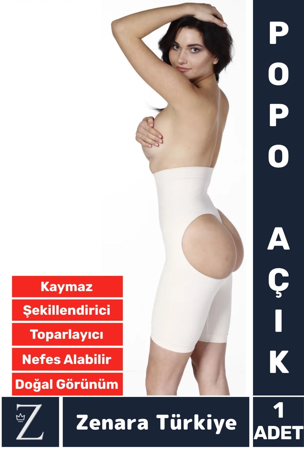 Zenara Özel Üretim Gündelik İç Göstermez Kaymaz Vücut Şekillendiren Sıkılaştıran Toparlayan Popo Açık Korse