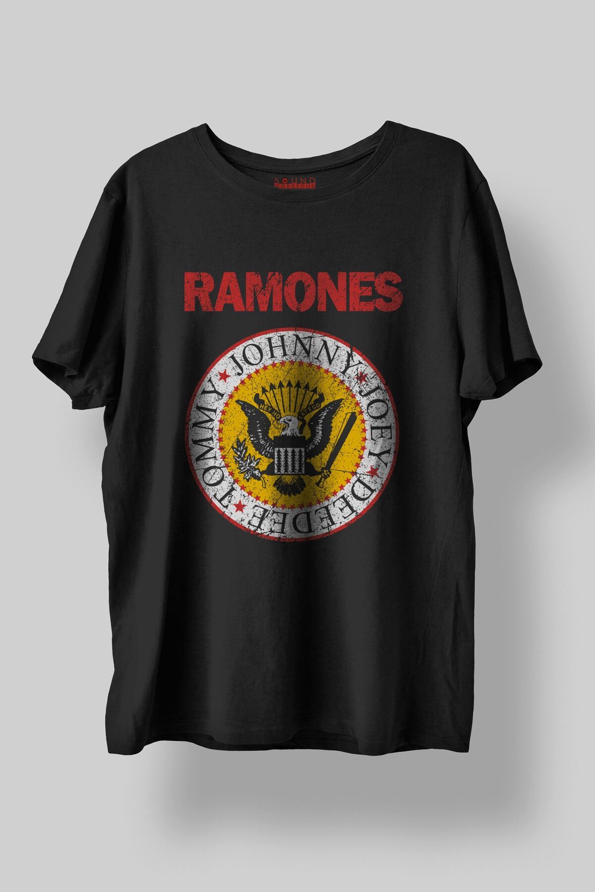 Sound Gorgeous Ramones Baskılı Regular Fit Unisex Siyah T-Shirt %100 Pamuk No:461