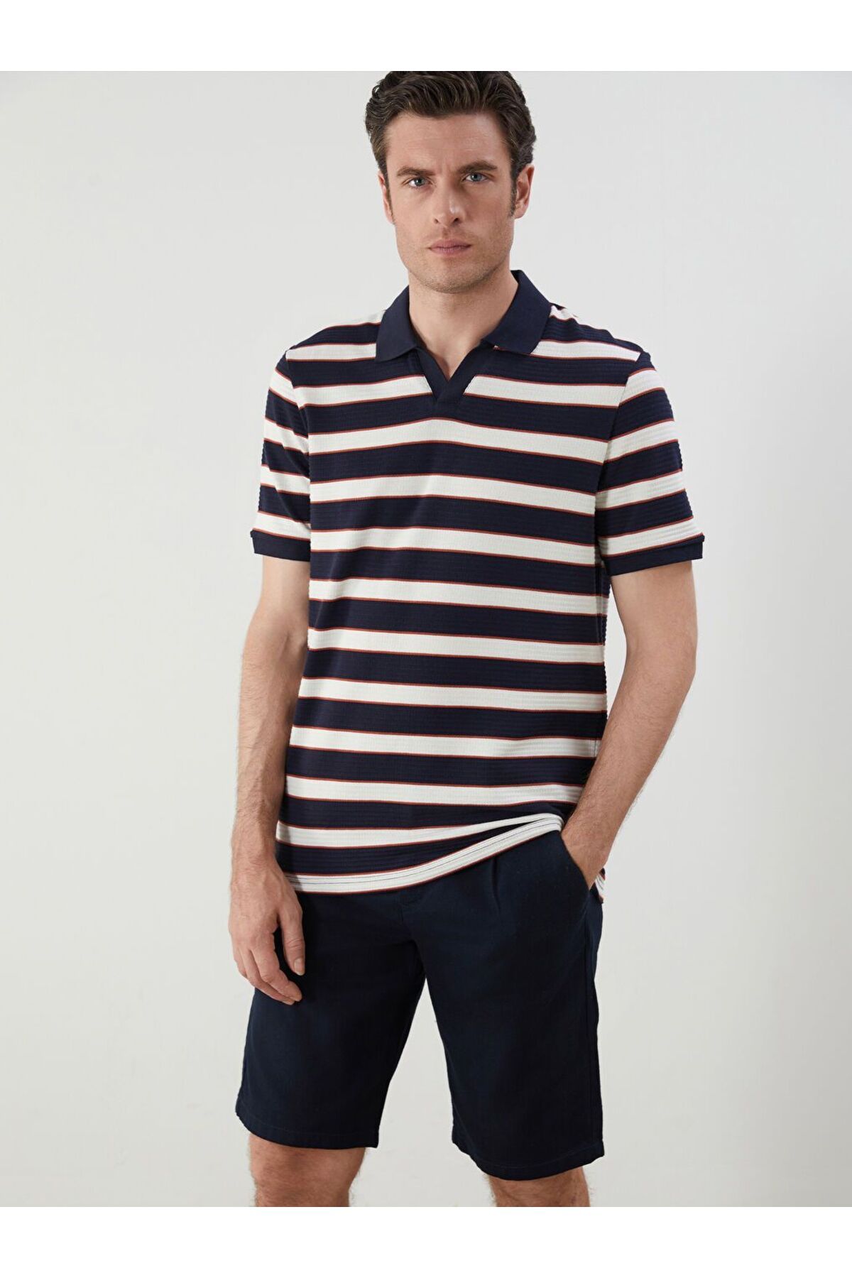 LC Waikiki SOUTHBLUE Polo Yaka Çizgili Erkek Tişört