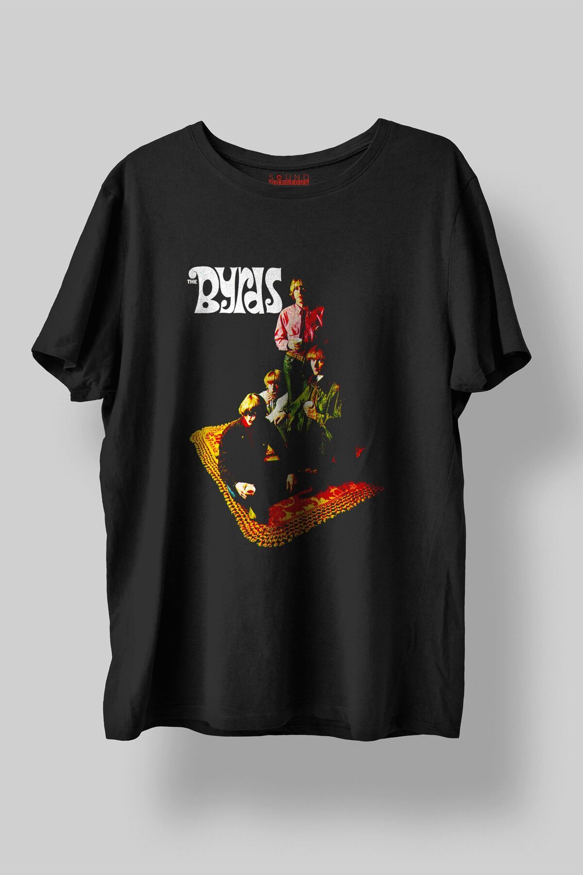 Sound Gorgeous The Byrds Baskılı Regular Fit Unisex Siyah T-Shirt %100 Pamuk No:645