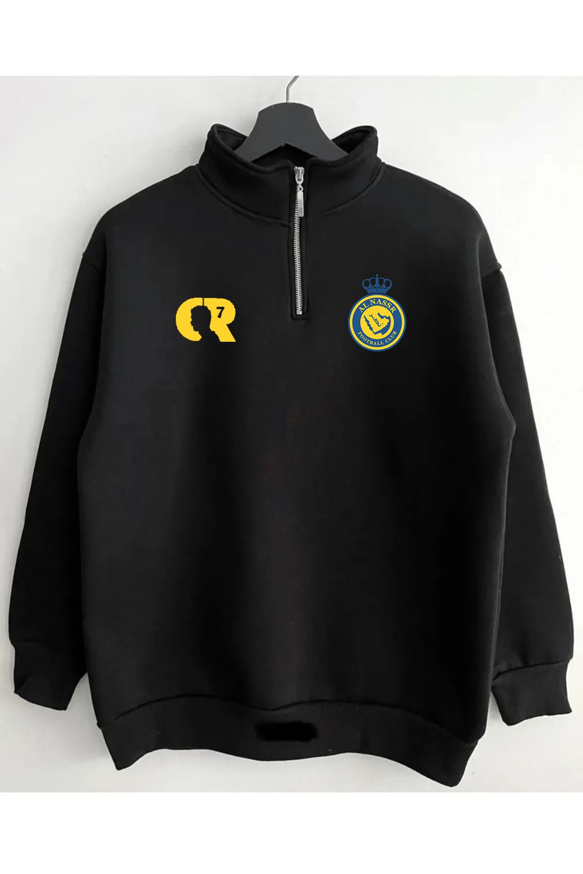 Pisa Art Al-Nassr X CR Logolu Suudi Pro Ligi Özel Tasarım Yarım Fermuarlı Sweatshirt