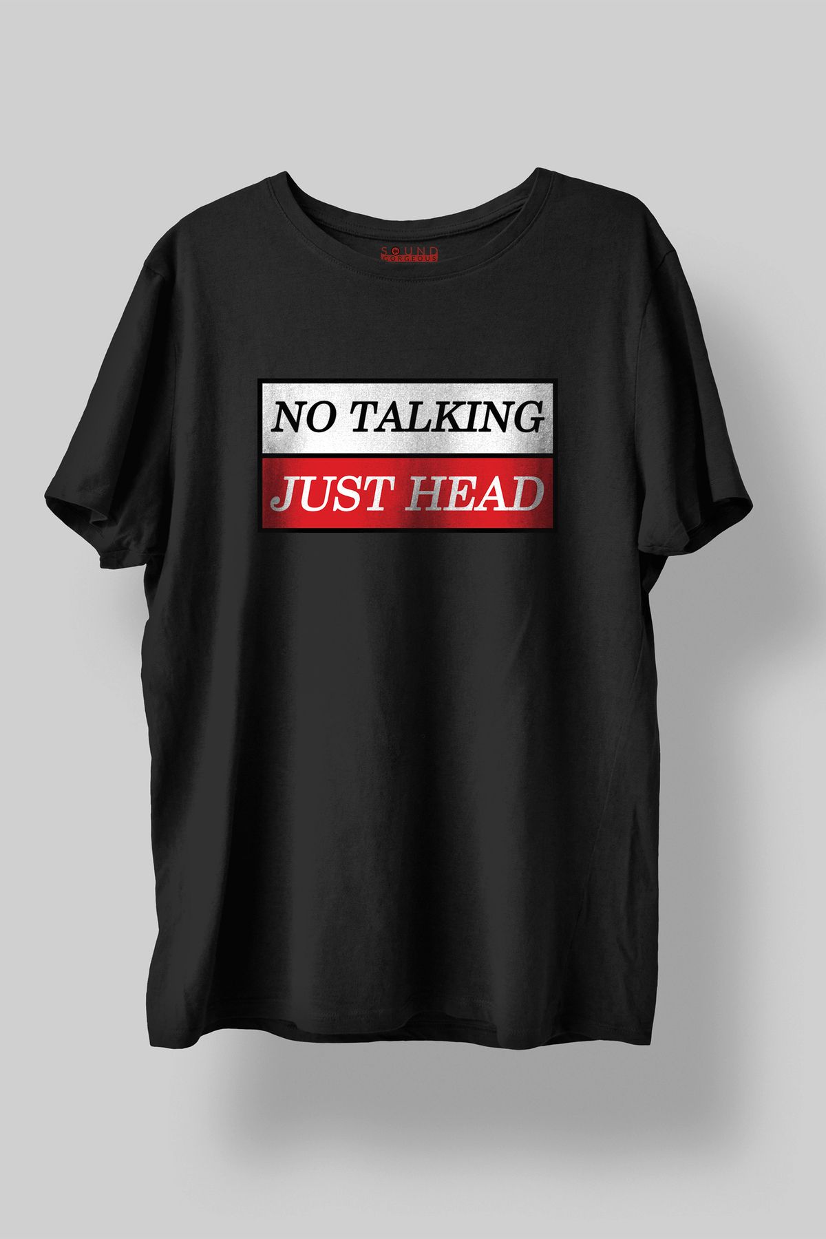 Sound Gorgeous Talking Heads Baskılı Regular Fit Unisex Siyah T-Shirt %100 Pamuk No:605