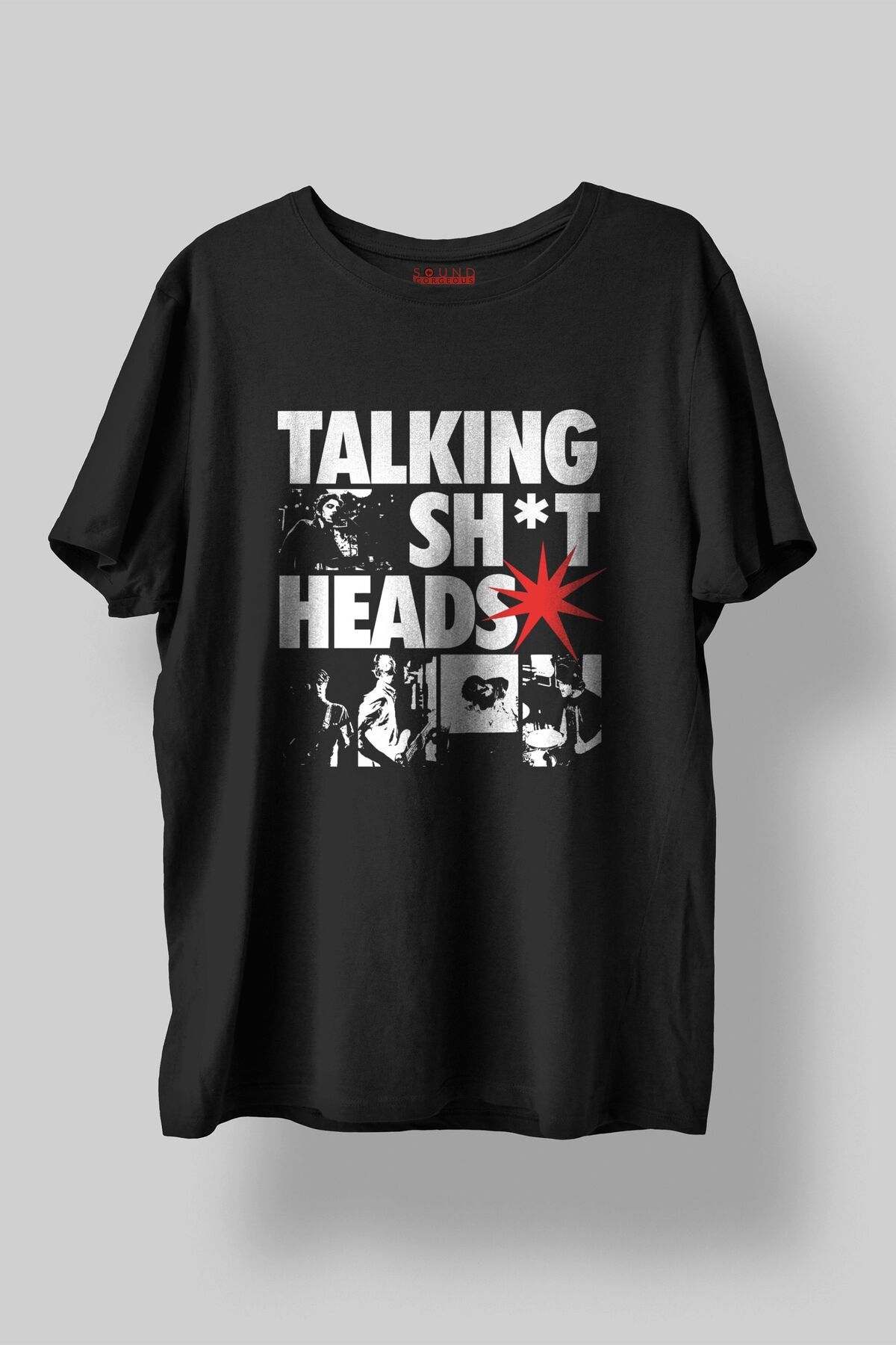 Sound Gorgeous Talking Heads Baskılı Regular Fit Unisex Siyah T-Shirt %100 Pamuk No:603