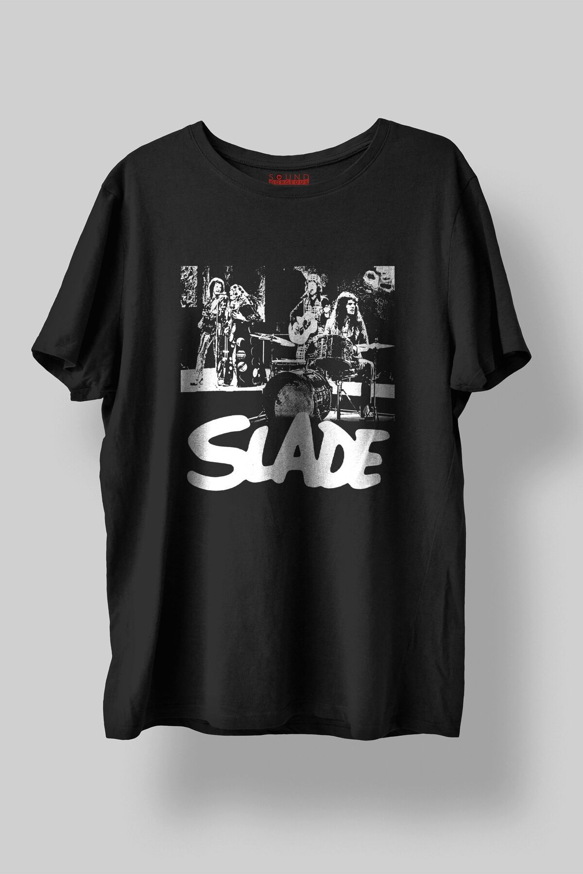 Sound Gorgeous Slade Baskılı Regular Fit Unisex Siyah T-Shirt %100 Pamuk No:527