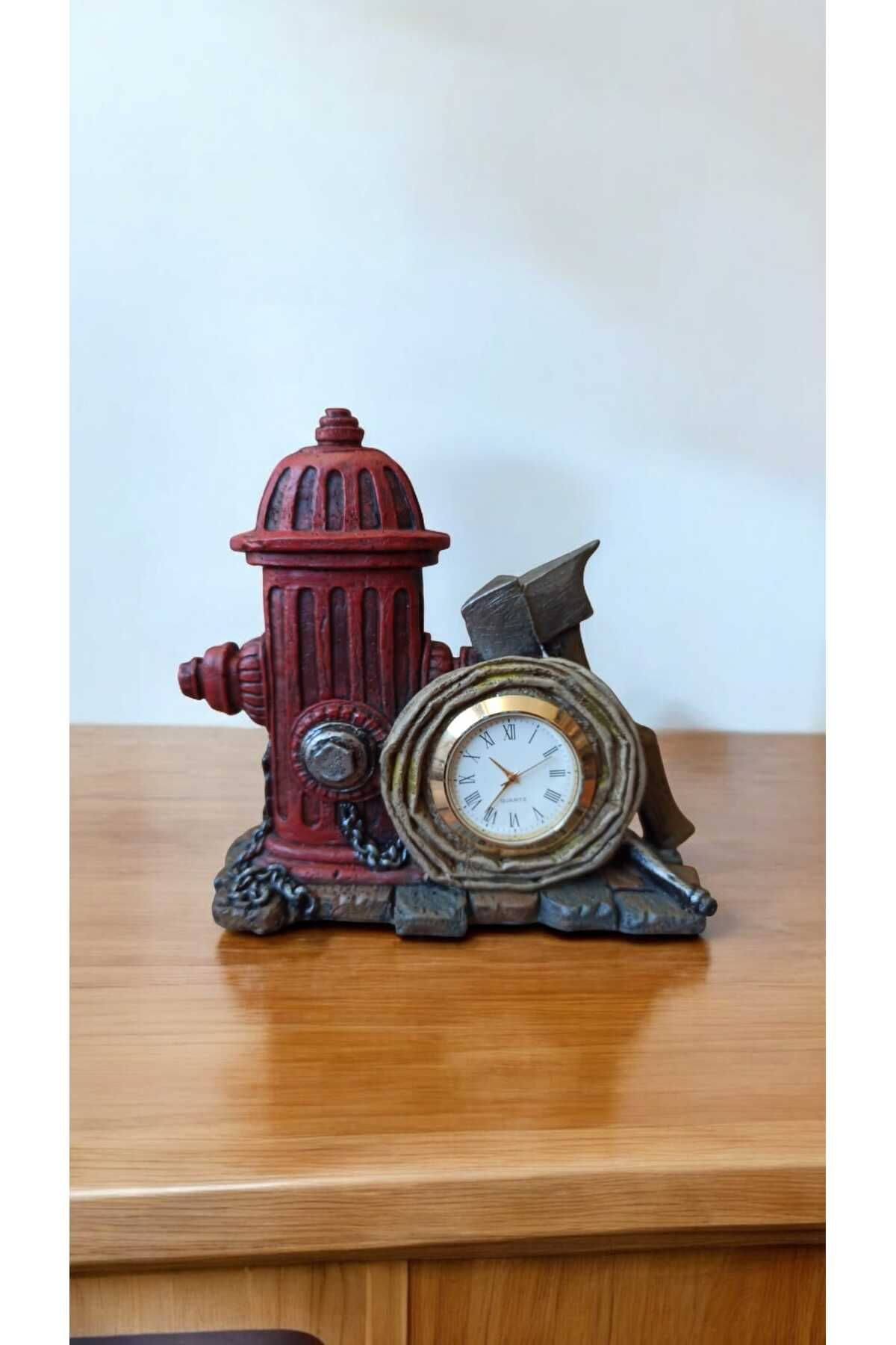 Hureggo concept yangın musluğu temalı dekoratif masa saati & 12 x 12 cm