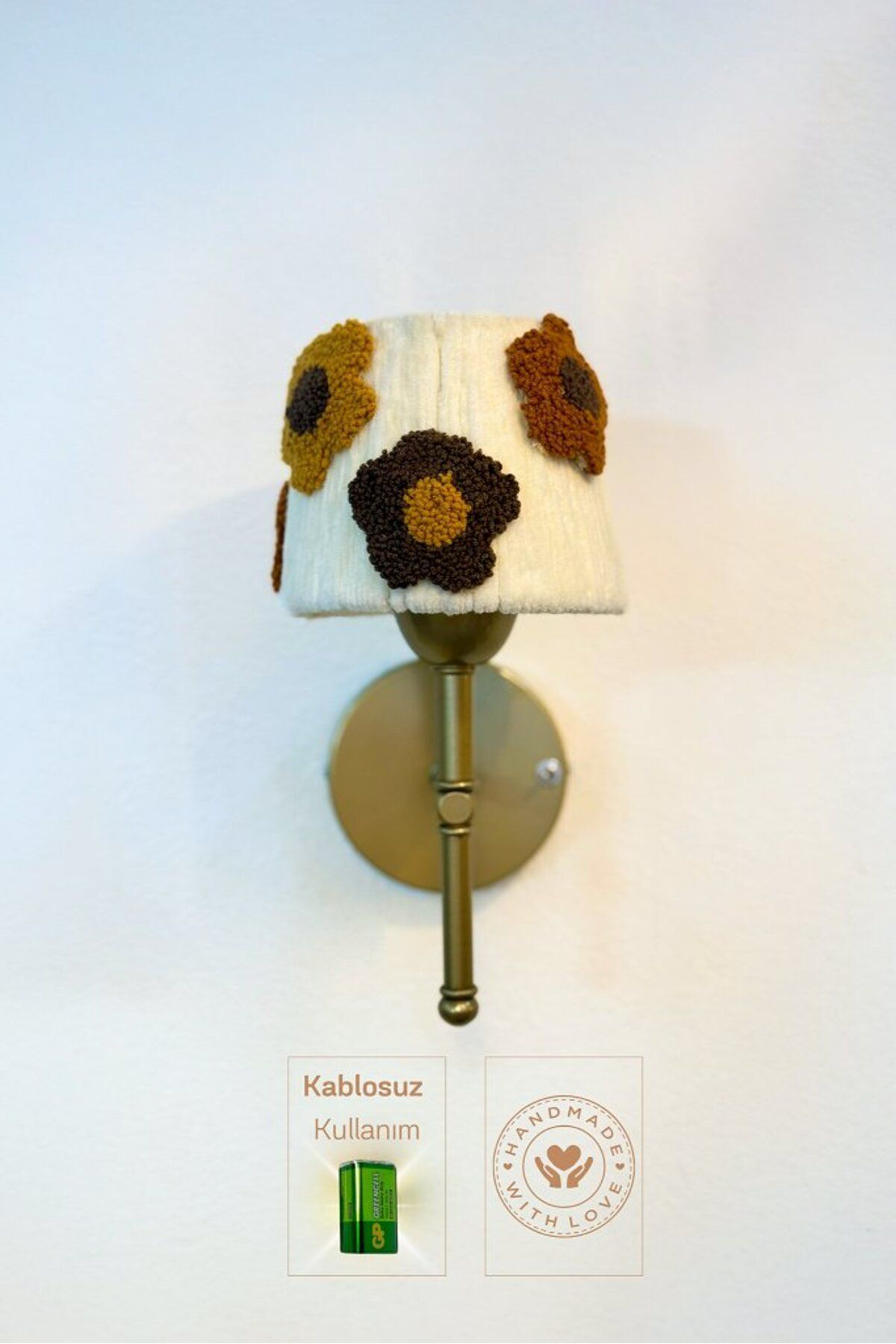 SerenityHaven Punch Kadife Kablosuz Pilli Aplik - Alt Eskitme Gold