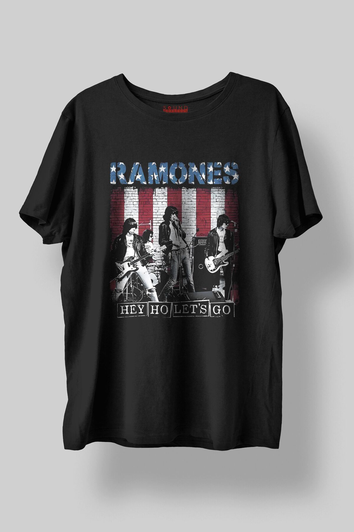 Sound Gorgeous Ramones Baskılı Regular Fit Unisex Siyah T-Shirt %100 Pamuk No:453