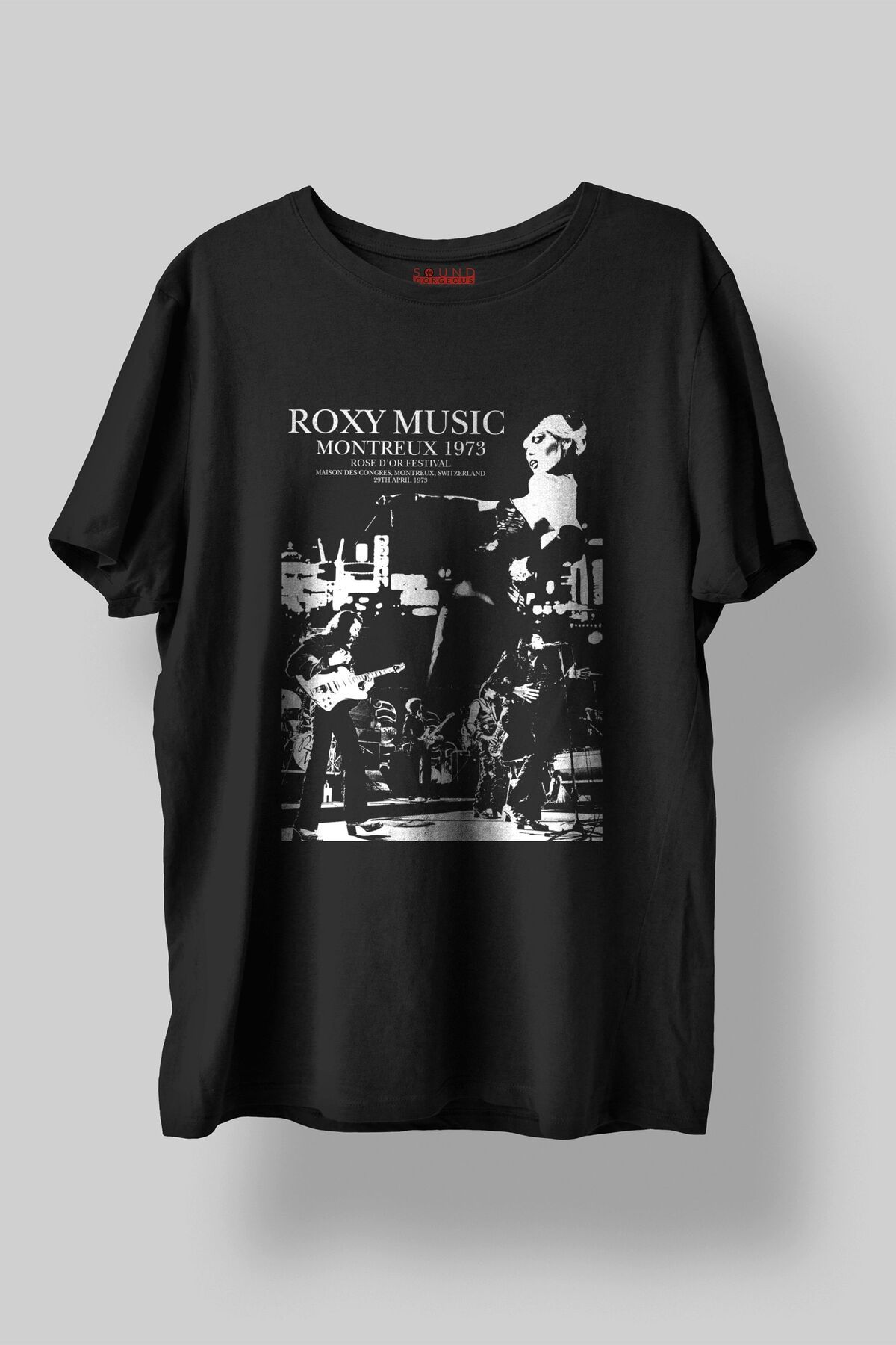 Sound Gorgeous Roxy Music Baskılı Regular Fit Unisex Siyah T-Shirt %100 Pamuk No:483